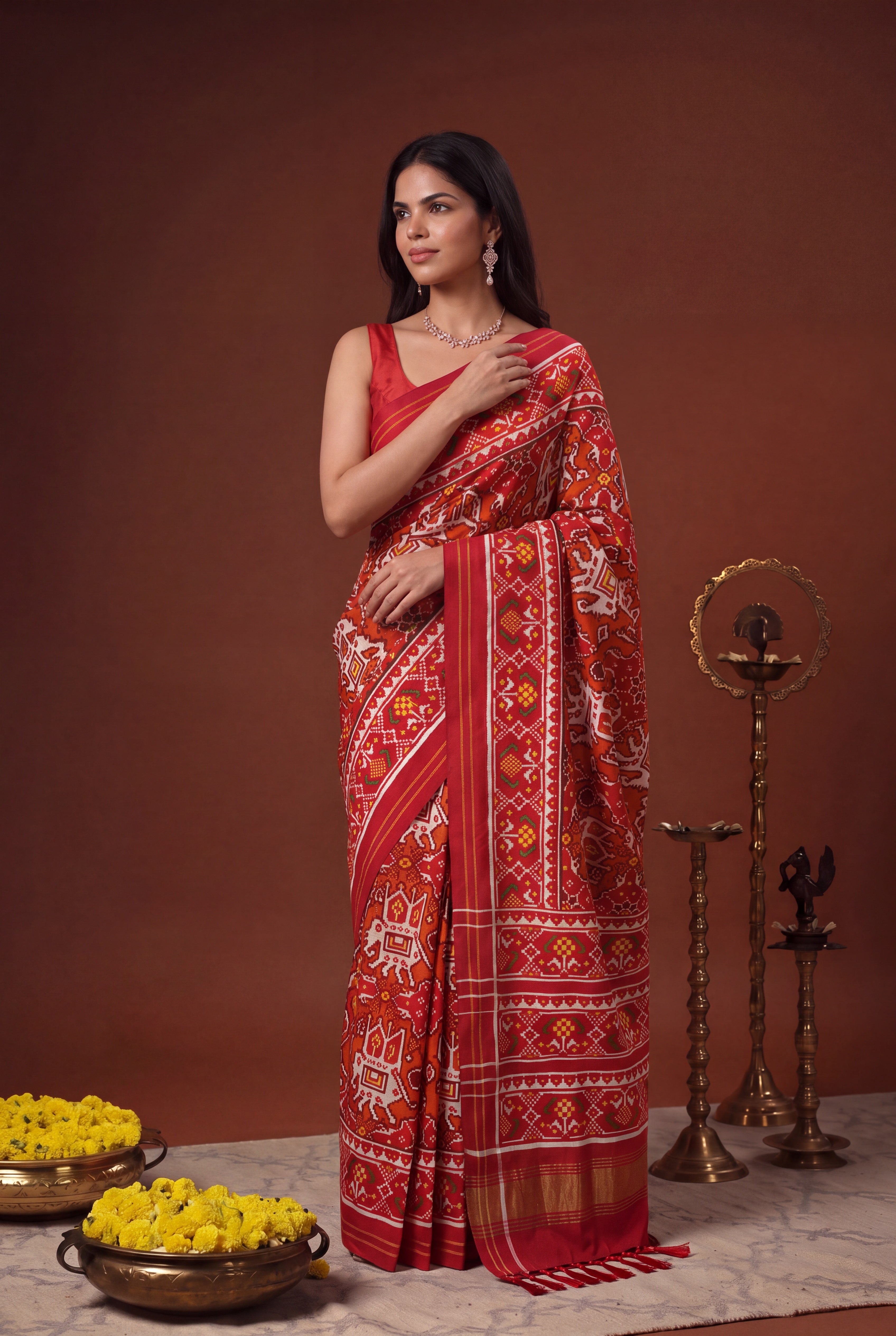Orange Pattan Patola Silk Saree