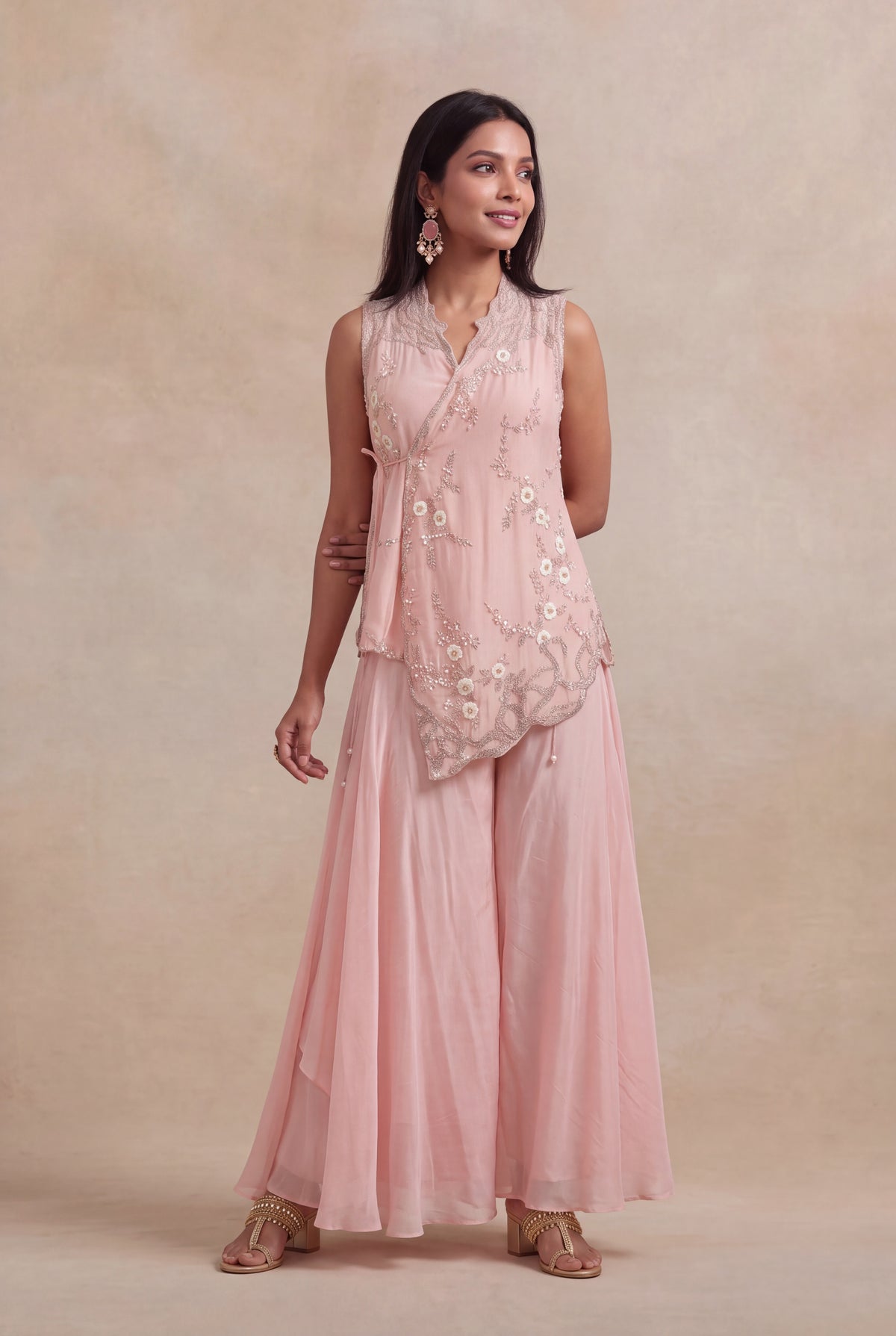 Blush Pink Silk Palazzo Set