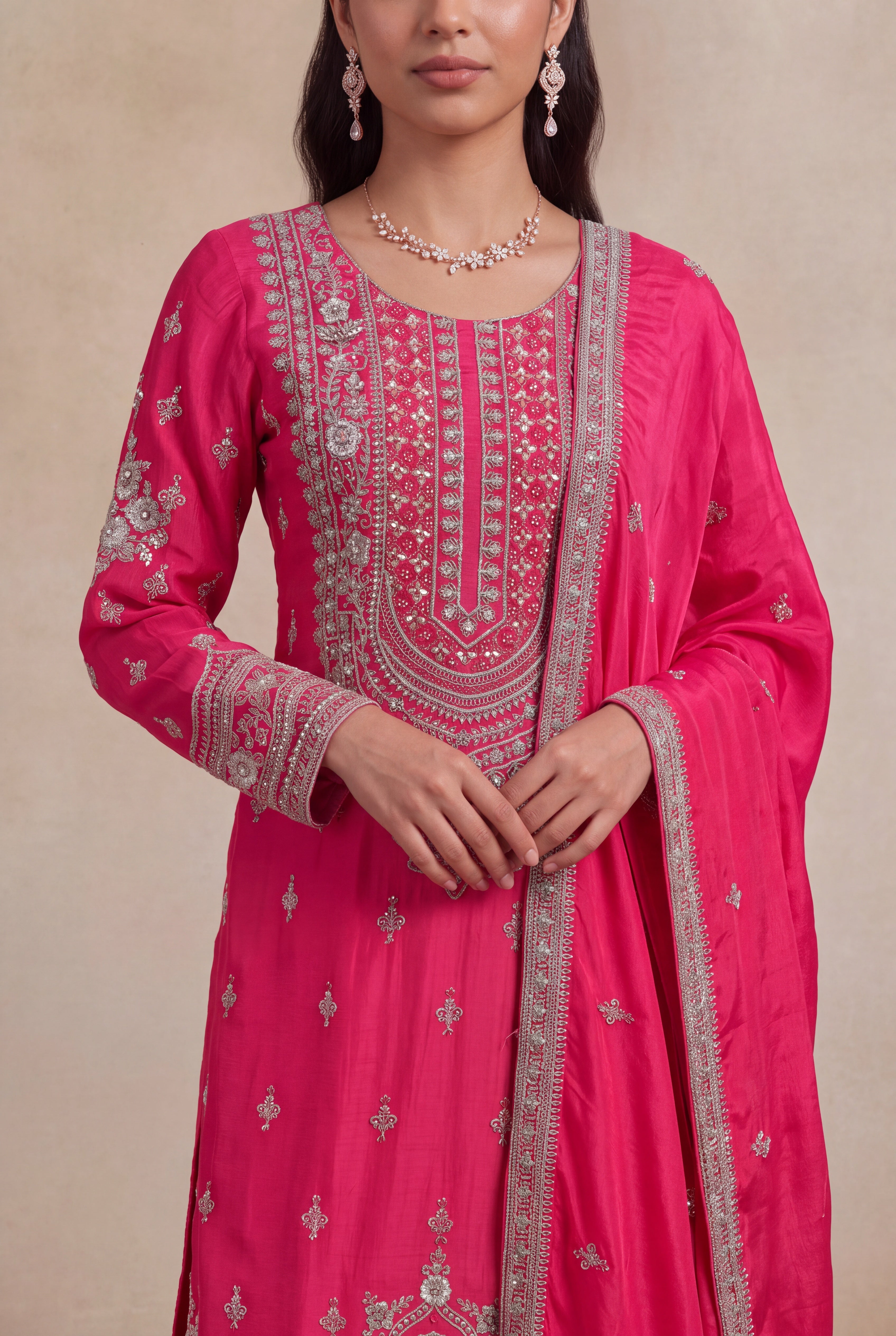 Rani Pink Crepe Sharara Set