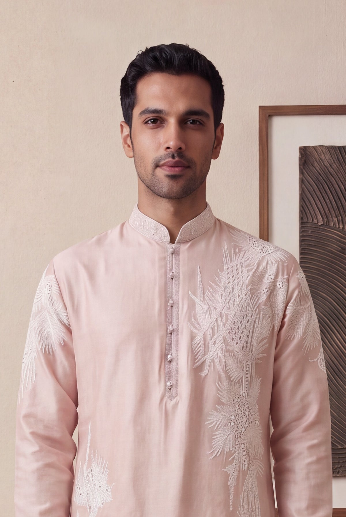Peach Raw Silk Kurta Pant Set
