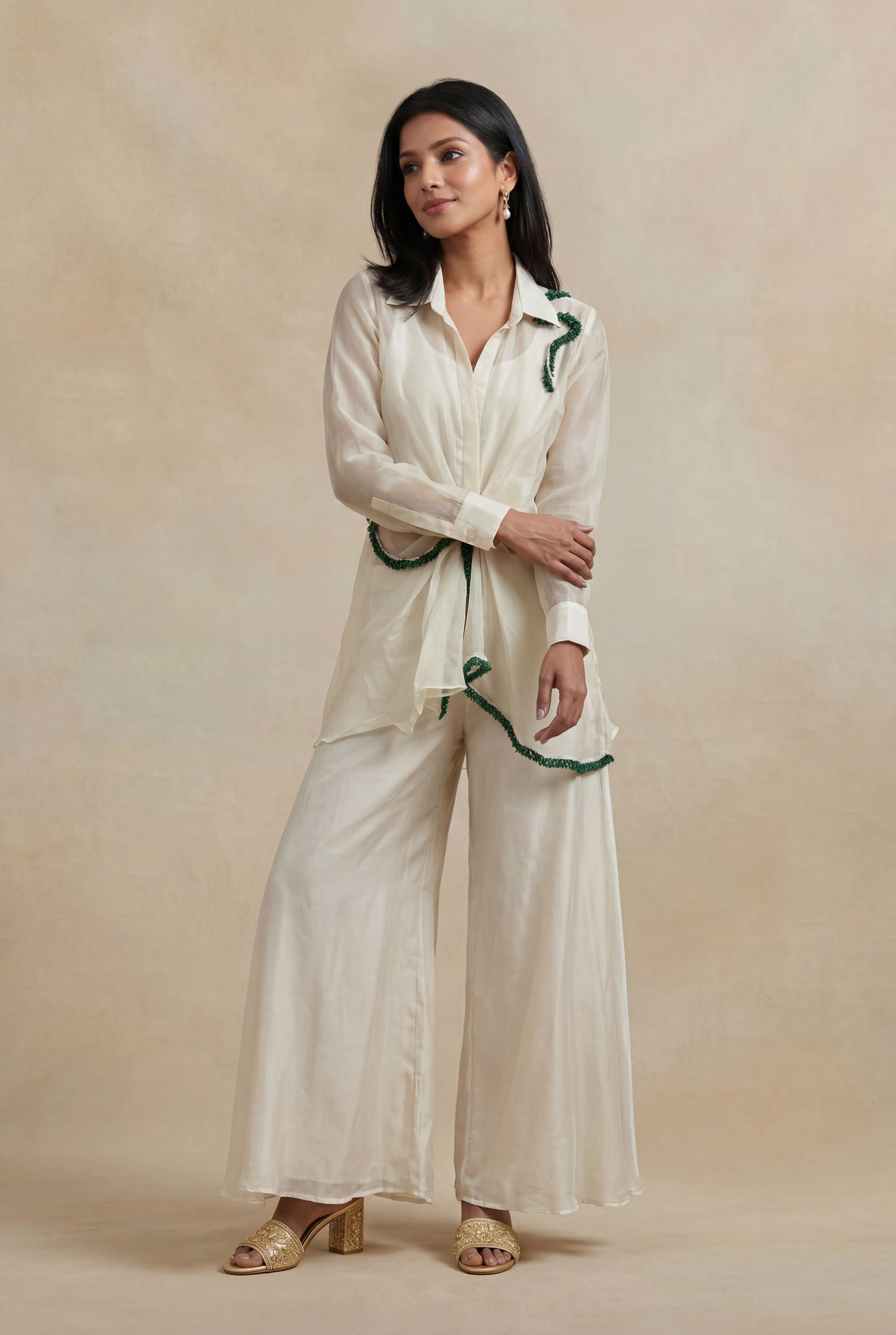 Ivory Organza Co-Ord Set