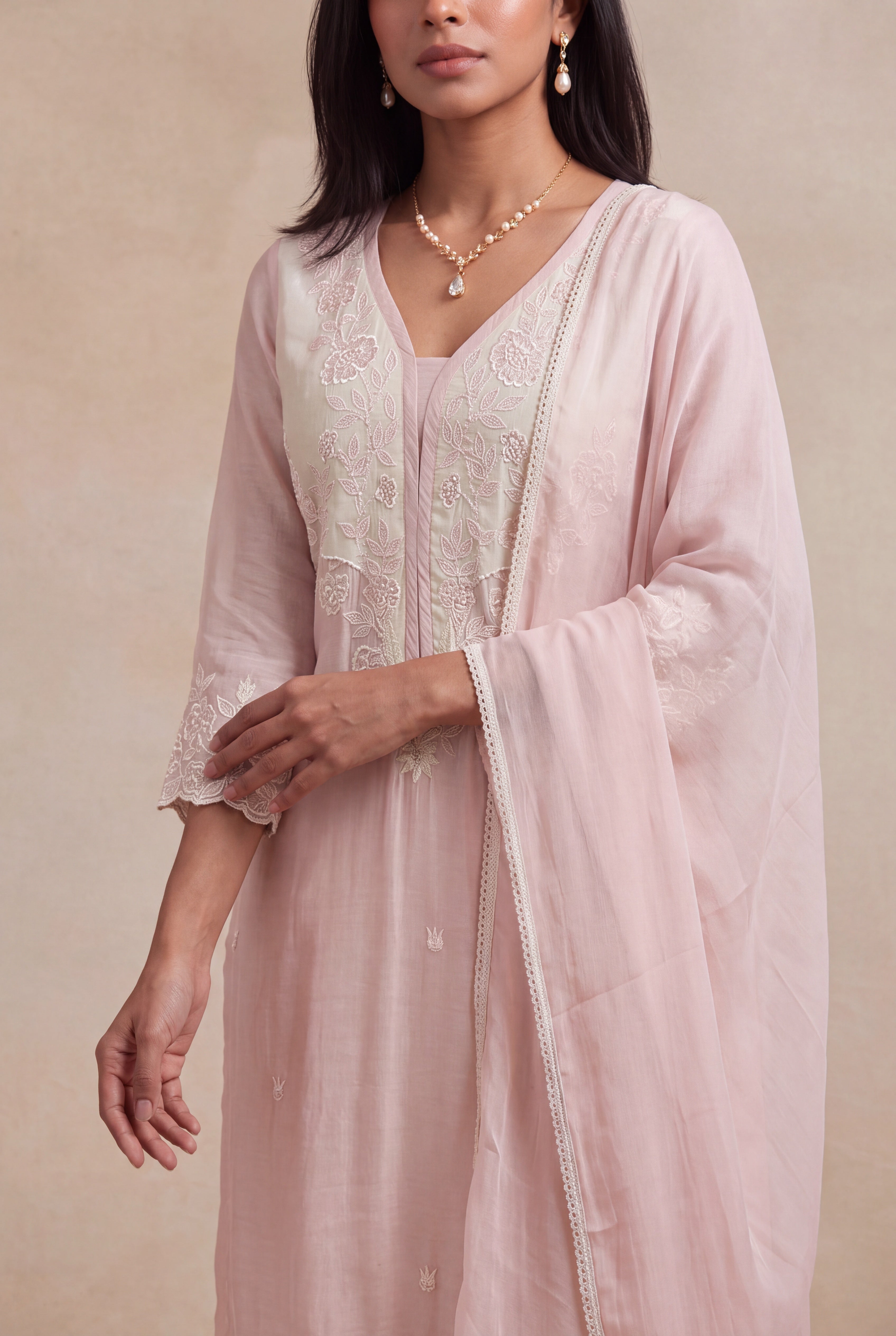 Blush Pink Mul Cotton Straight-Cut Salwar Set