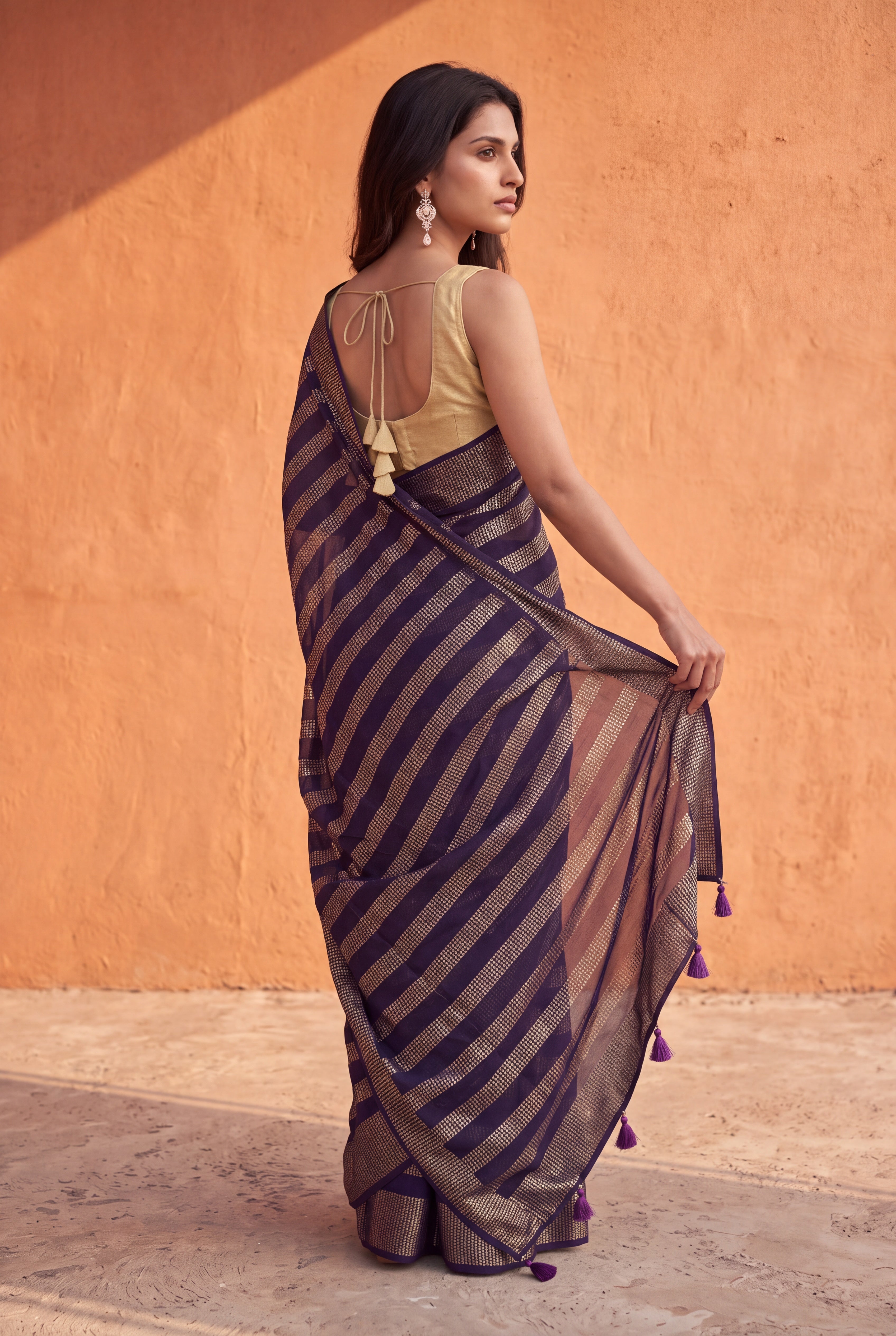 Purple Georgette Saree