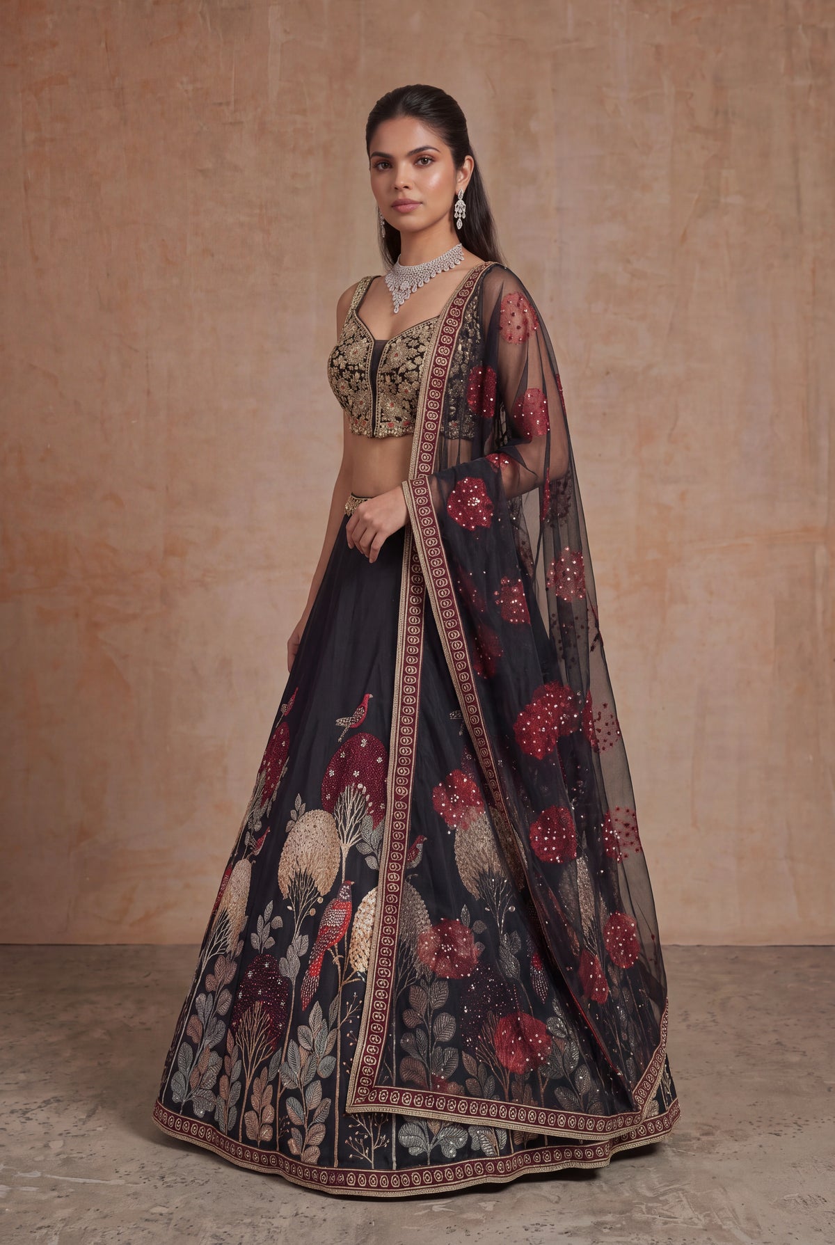 Black Silk Lehenga