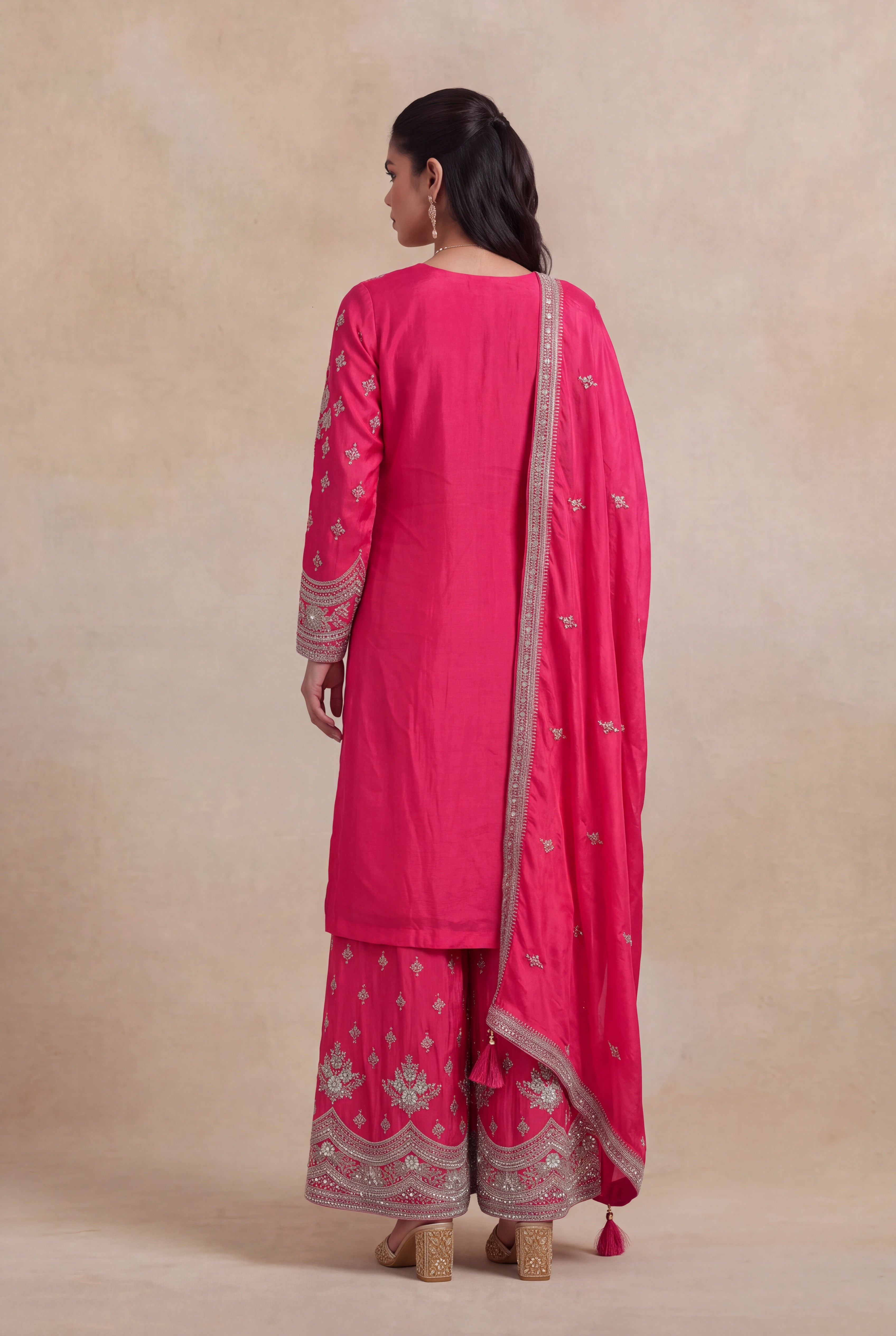 Rani Pink Crepe Sharara Set