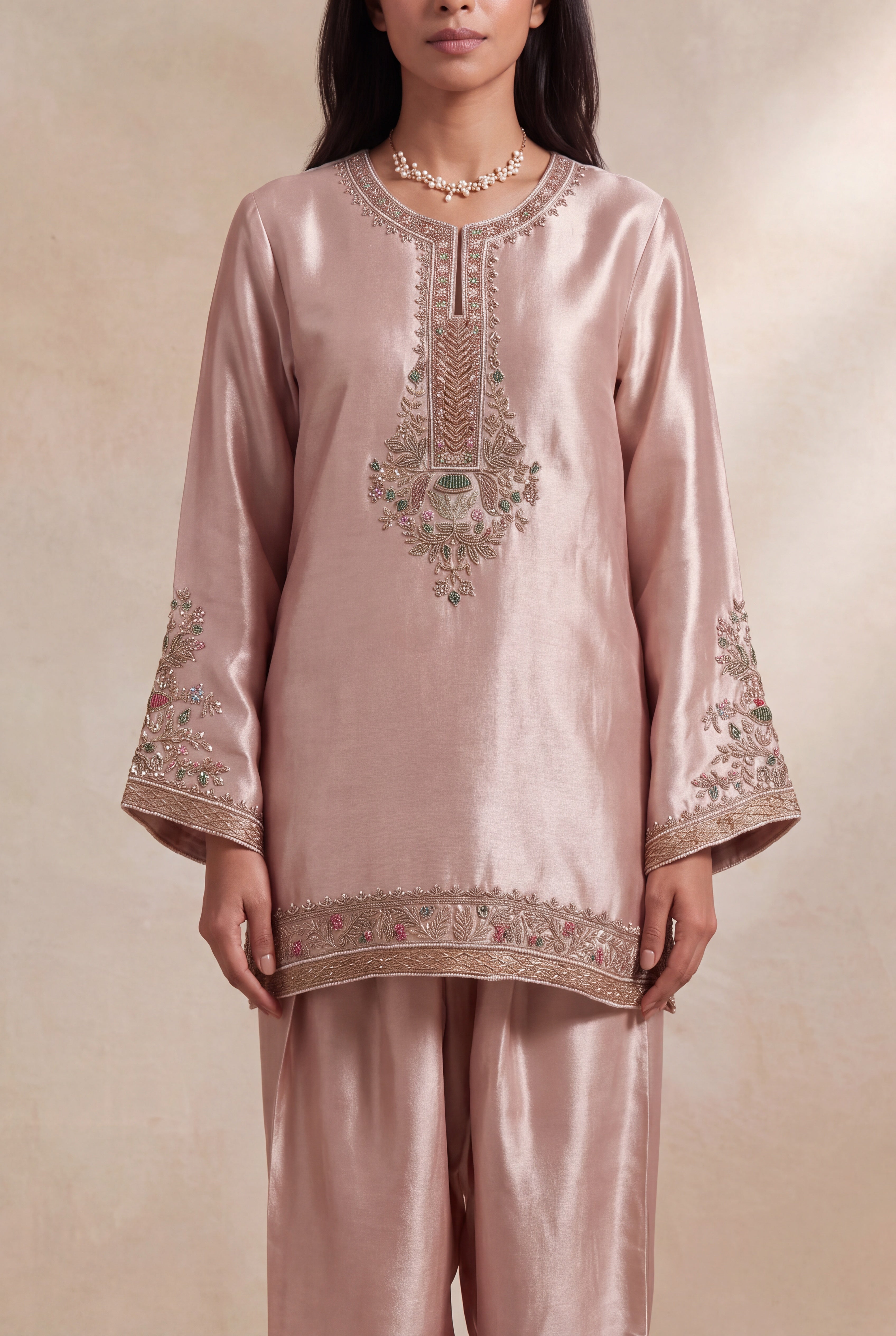 Blush Pink Tissue Indo-Western Set