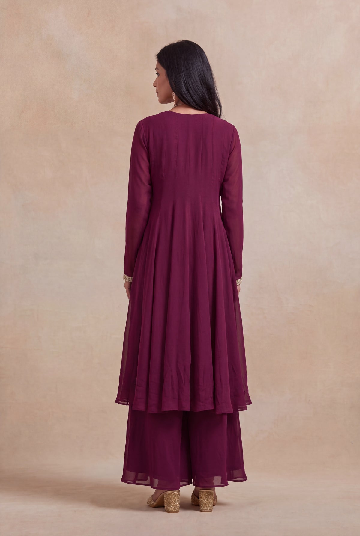 Wine Georgette Indo-Western Set