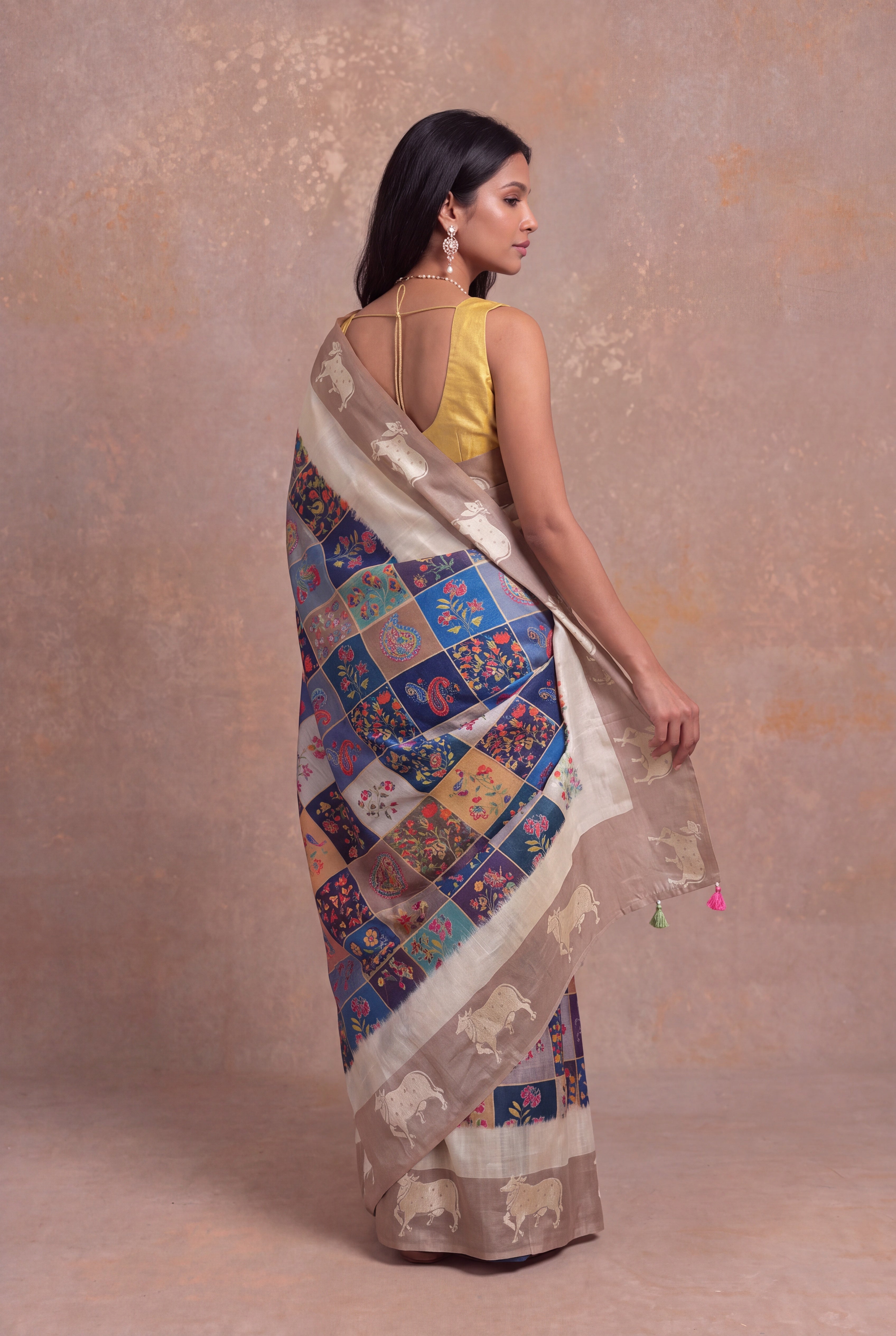 Multicolour Tussar Silk Digital Print Saree
