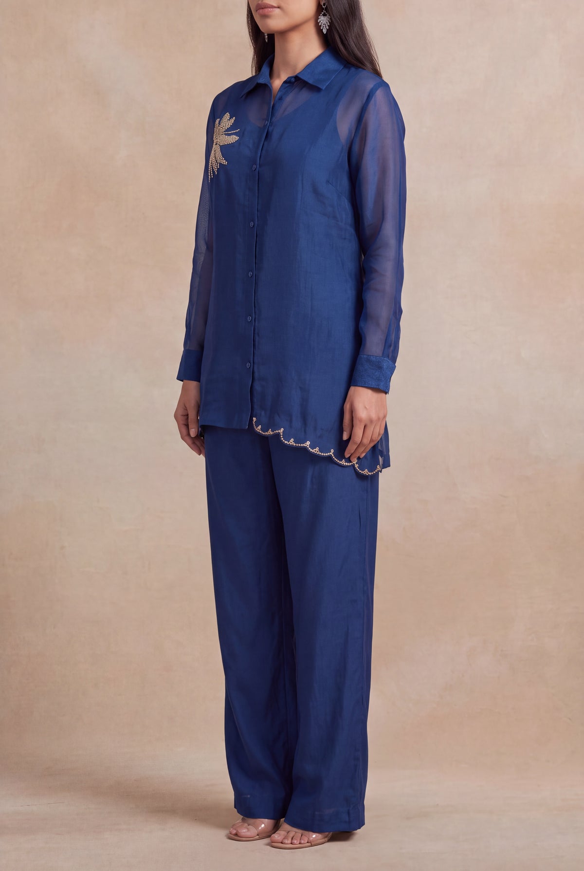 Royal Blue Organza Co-ord Set