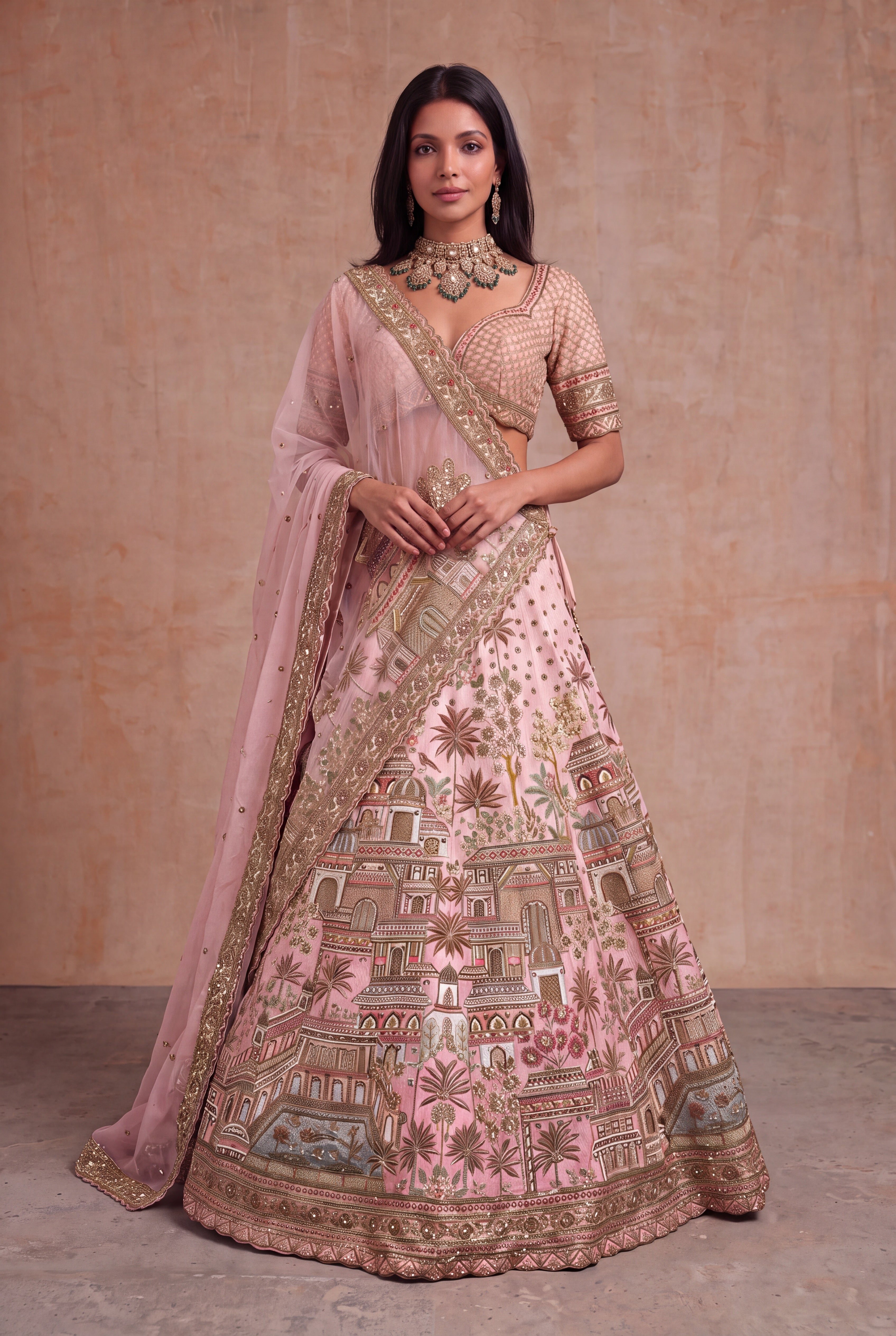 Blush Pink Raw Silk Lehenga