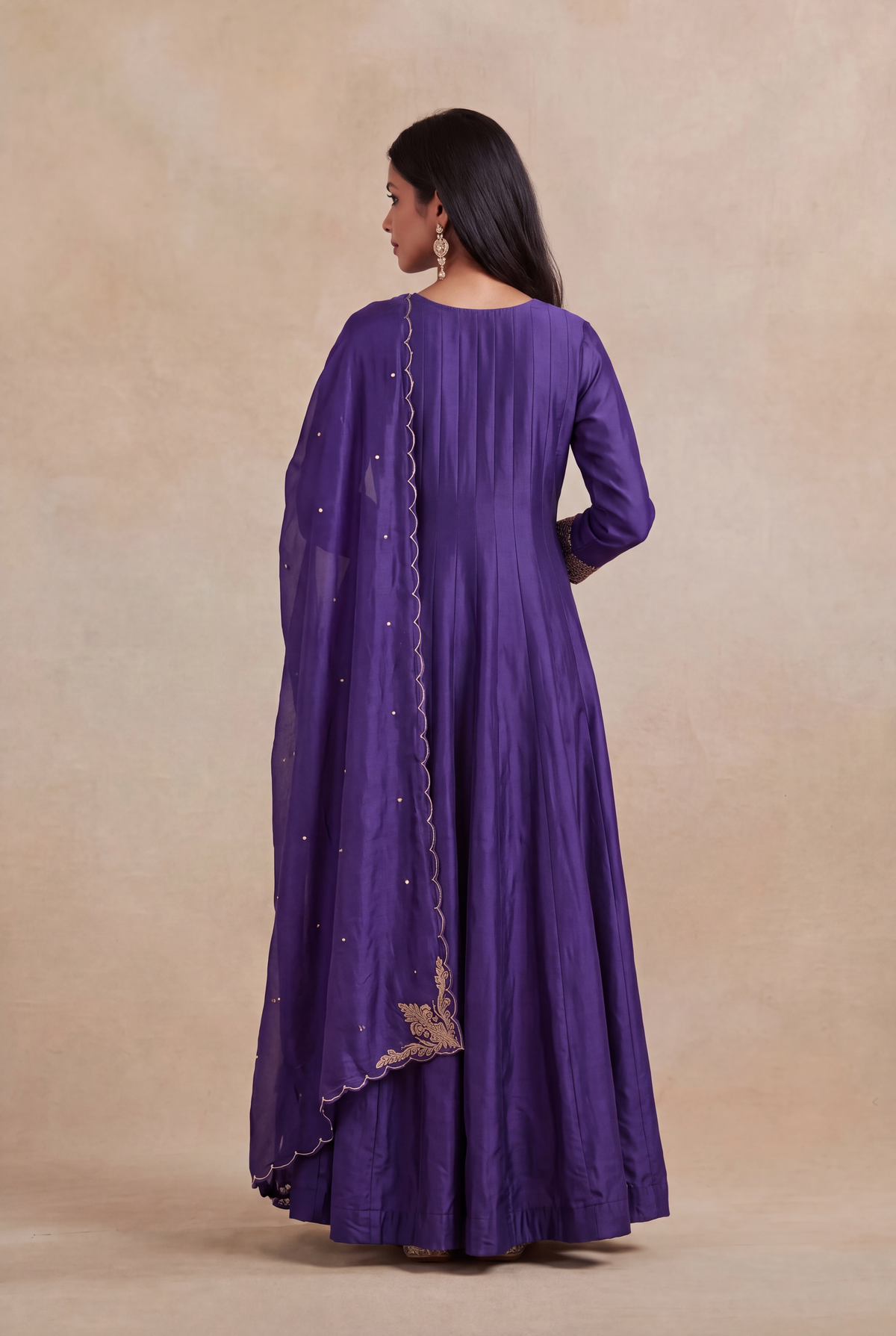 Purple Raw Silk Anarkali Set