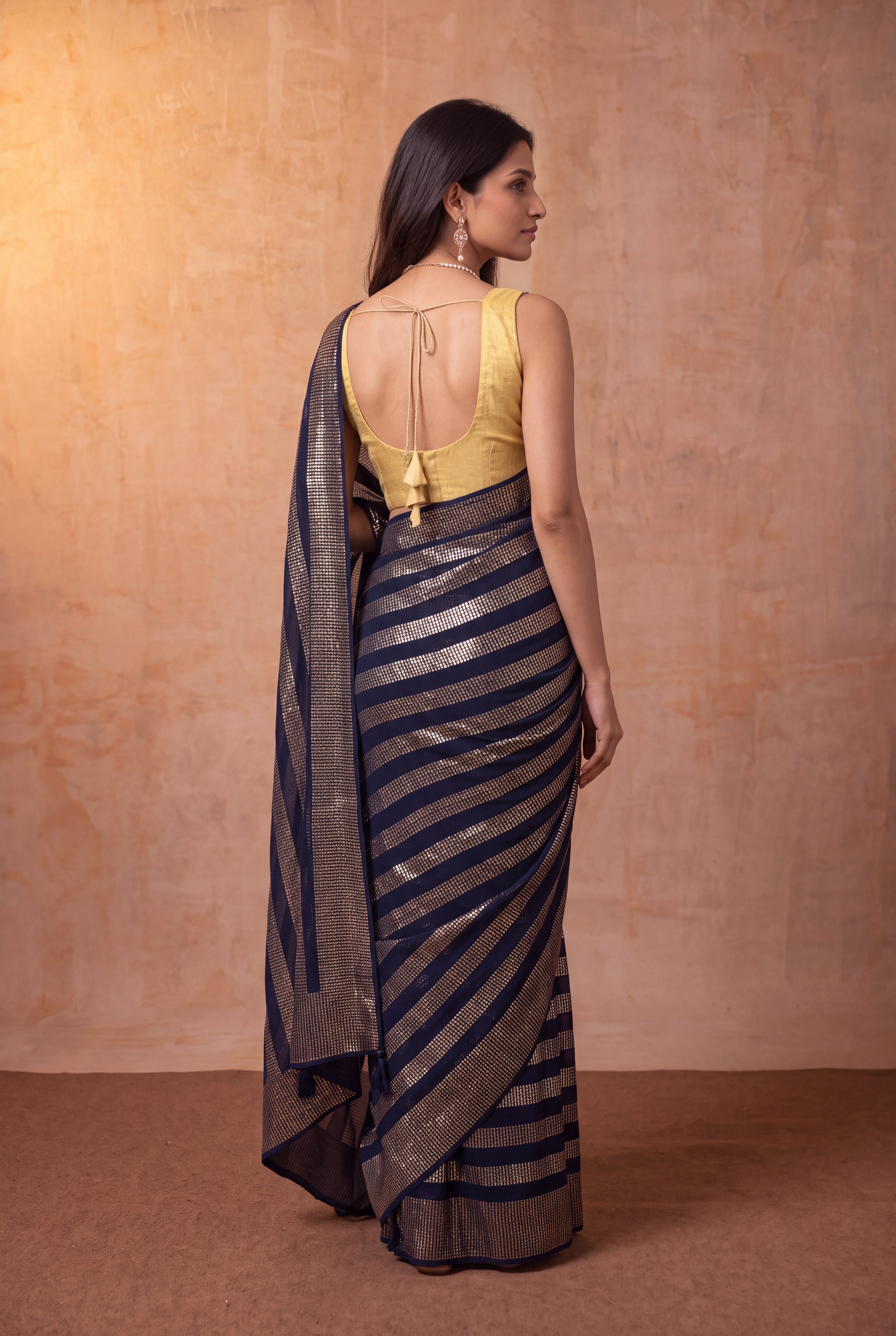 Navy Blue Georgette Saree