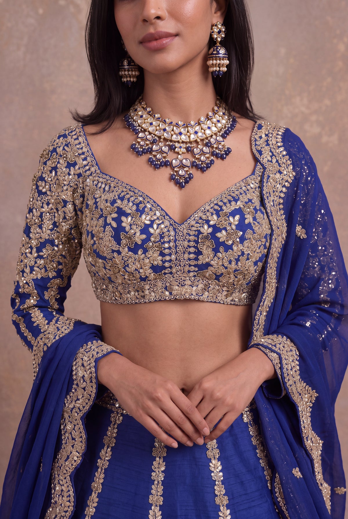 Royal Blue Raw Silk Lehenga