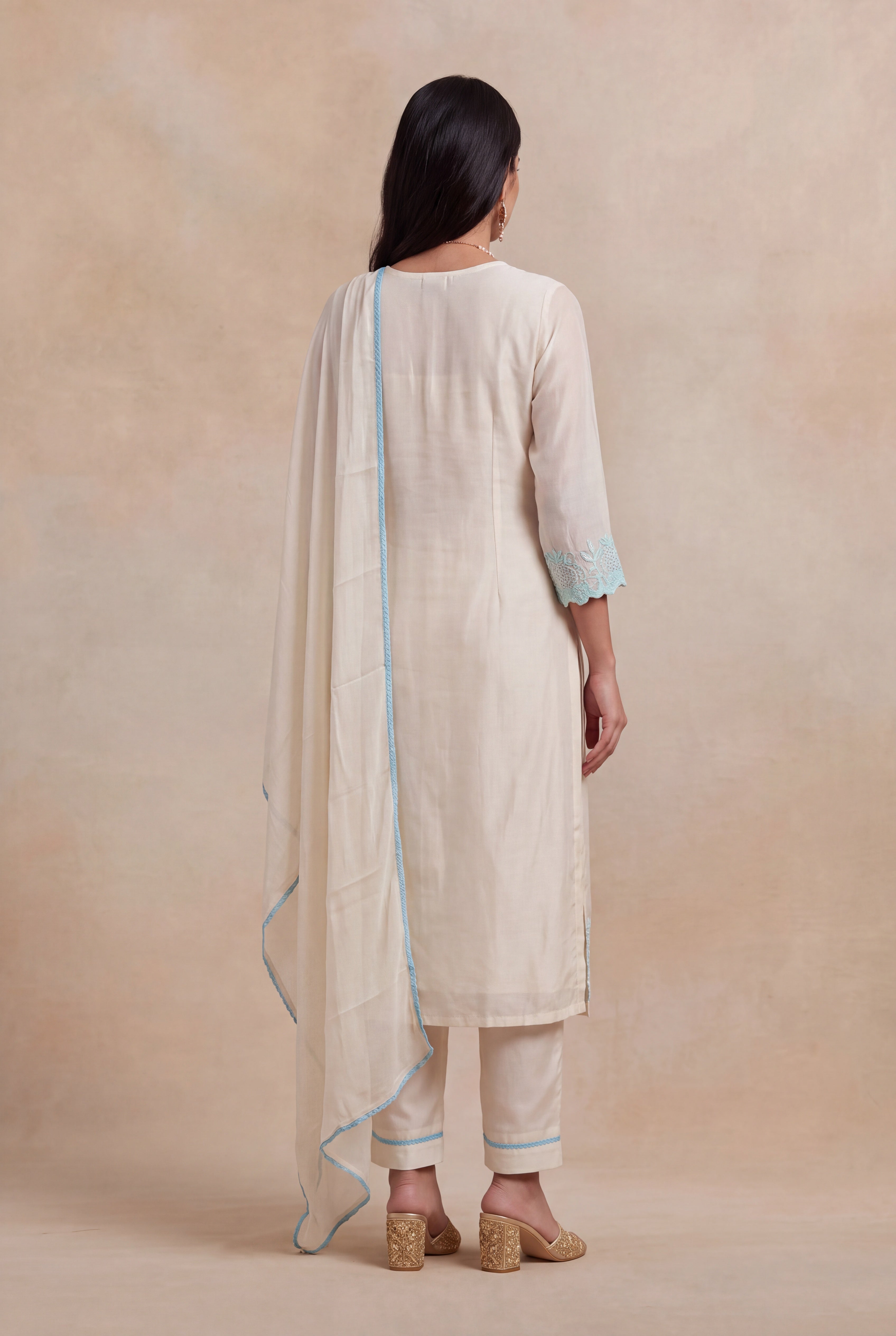 Ivory Mul Cotton Straight-Cut Salwar Set