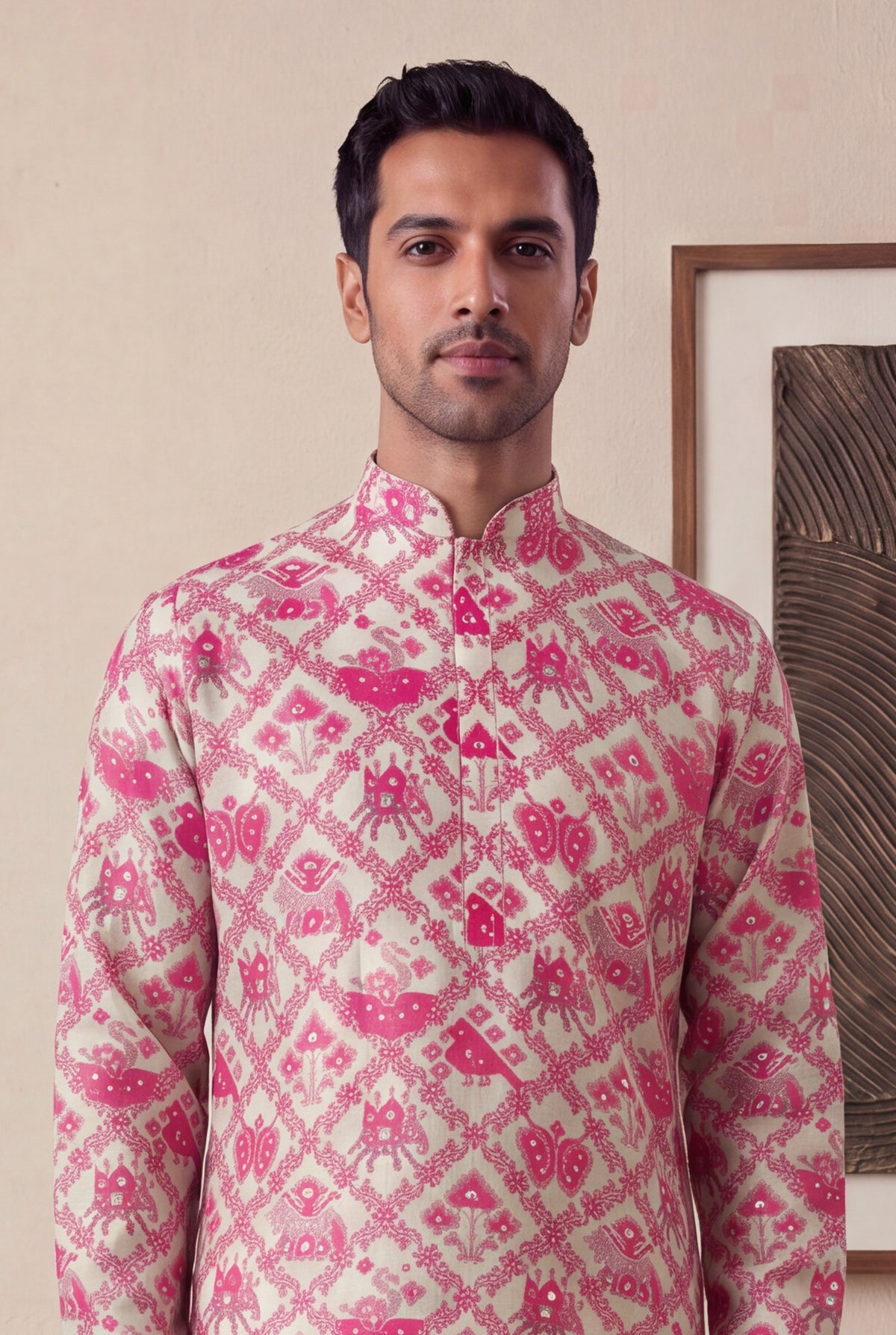 Pink Chanderi Silk Kurta Pant Set