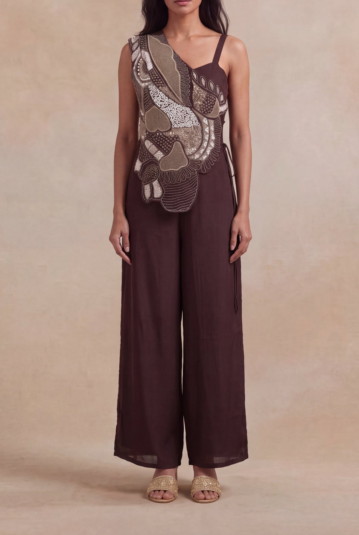 Chocolate Brown Crepe Jumpsuit