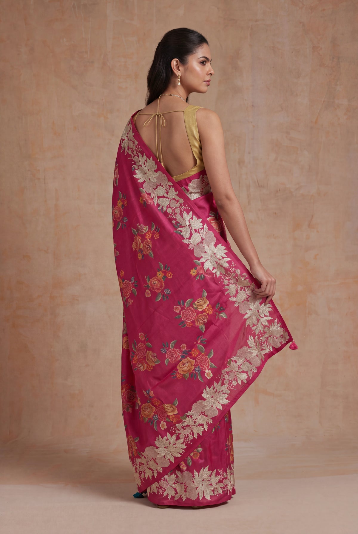 Rani Pink Tussar Silk Saree