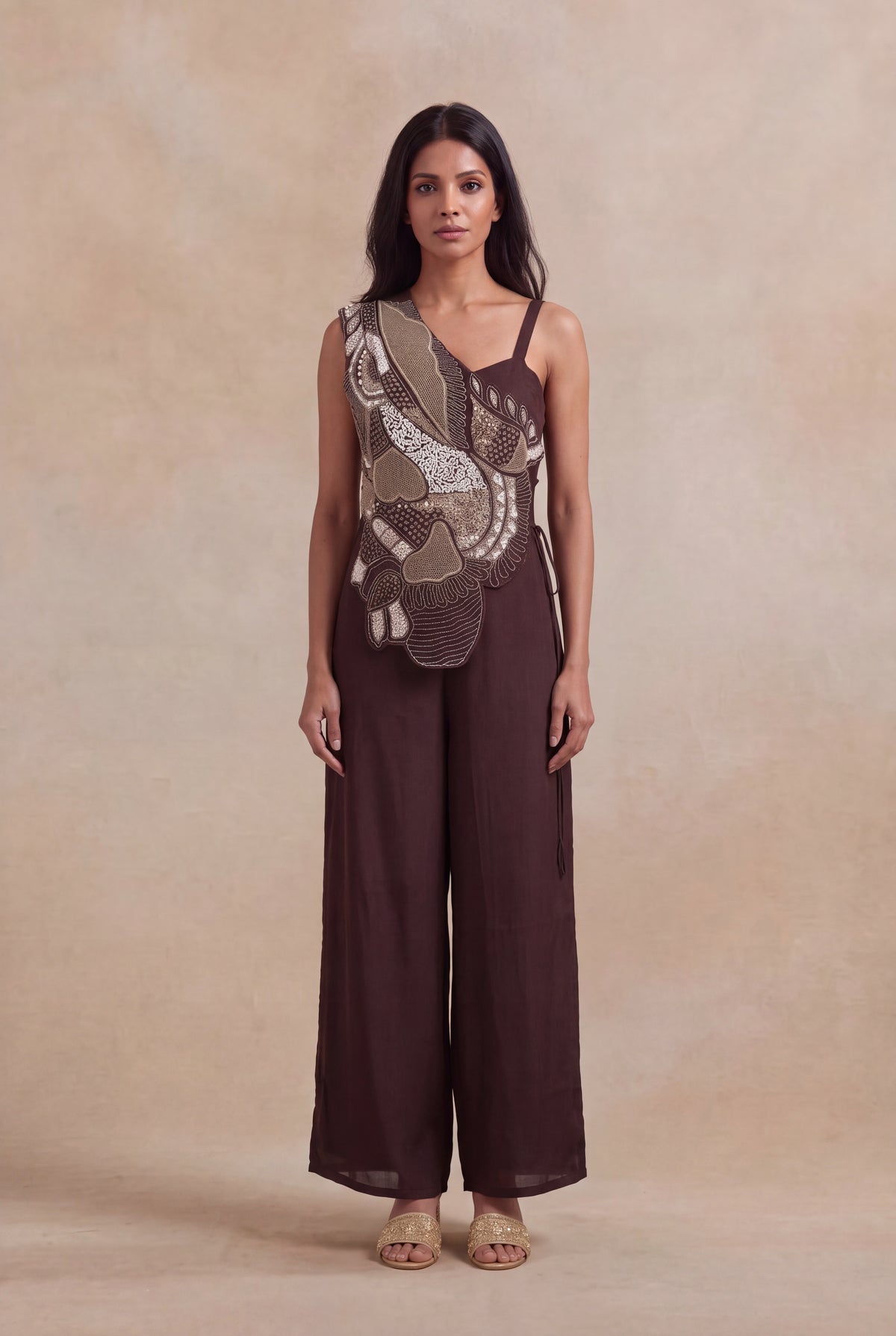 Chocolate Brown Crepe Jumpsuit