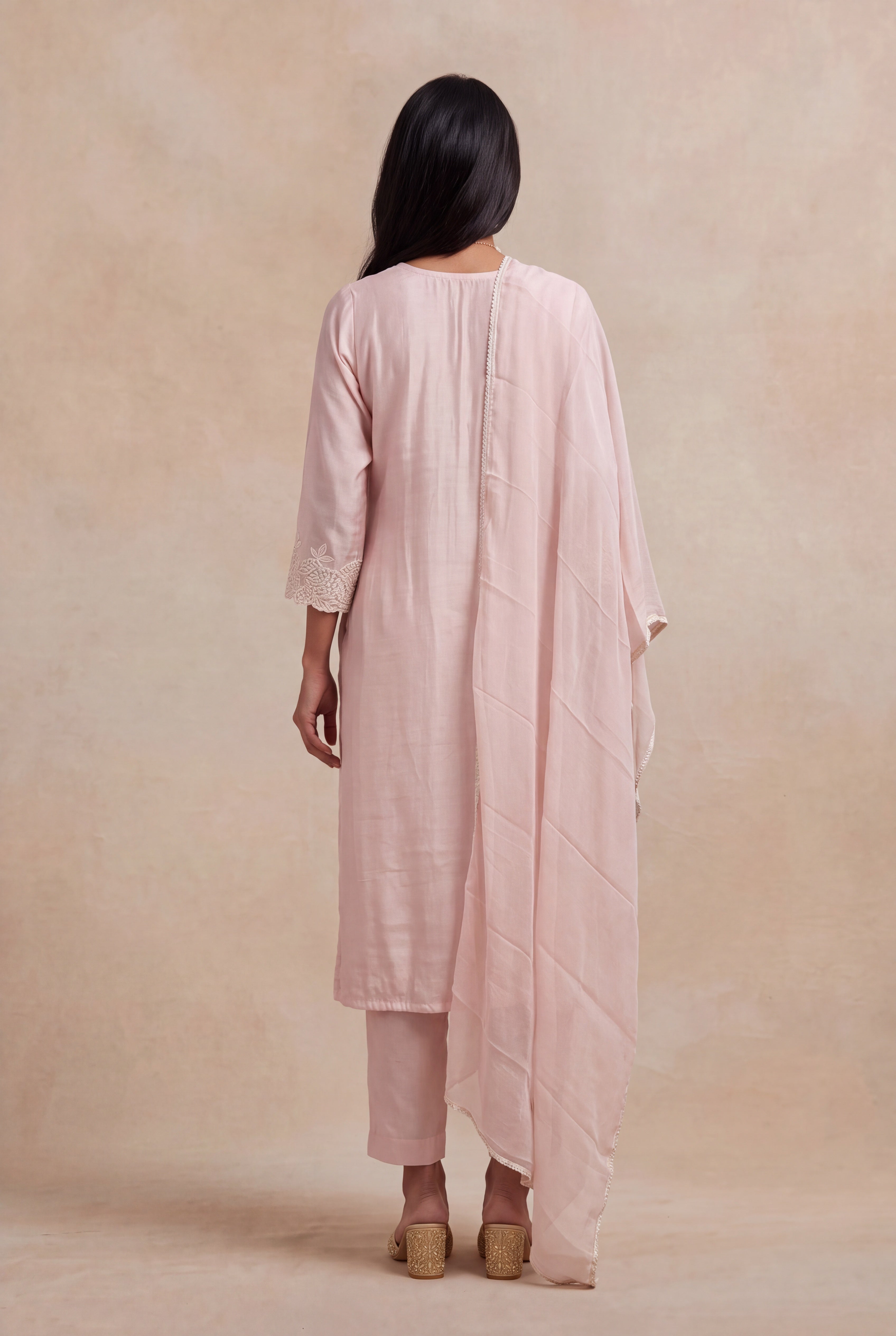 Blush Pink Mul Cotton Straight-Cut Salwar Set