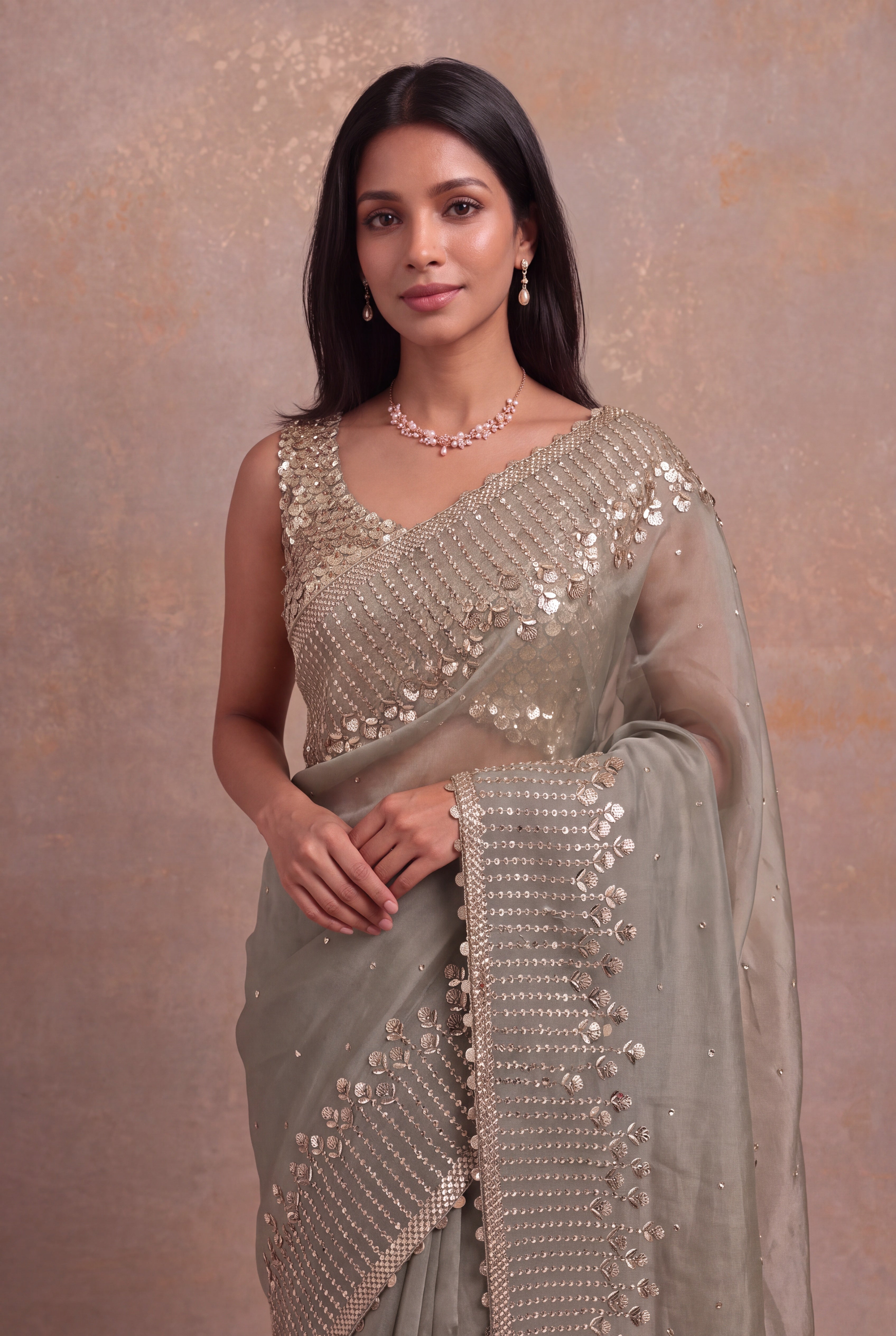 Sage Green Organza Saree