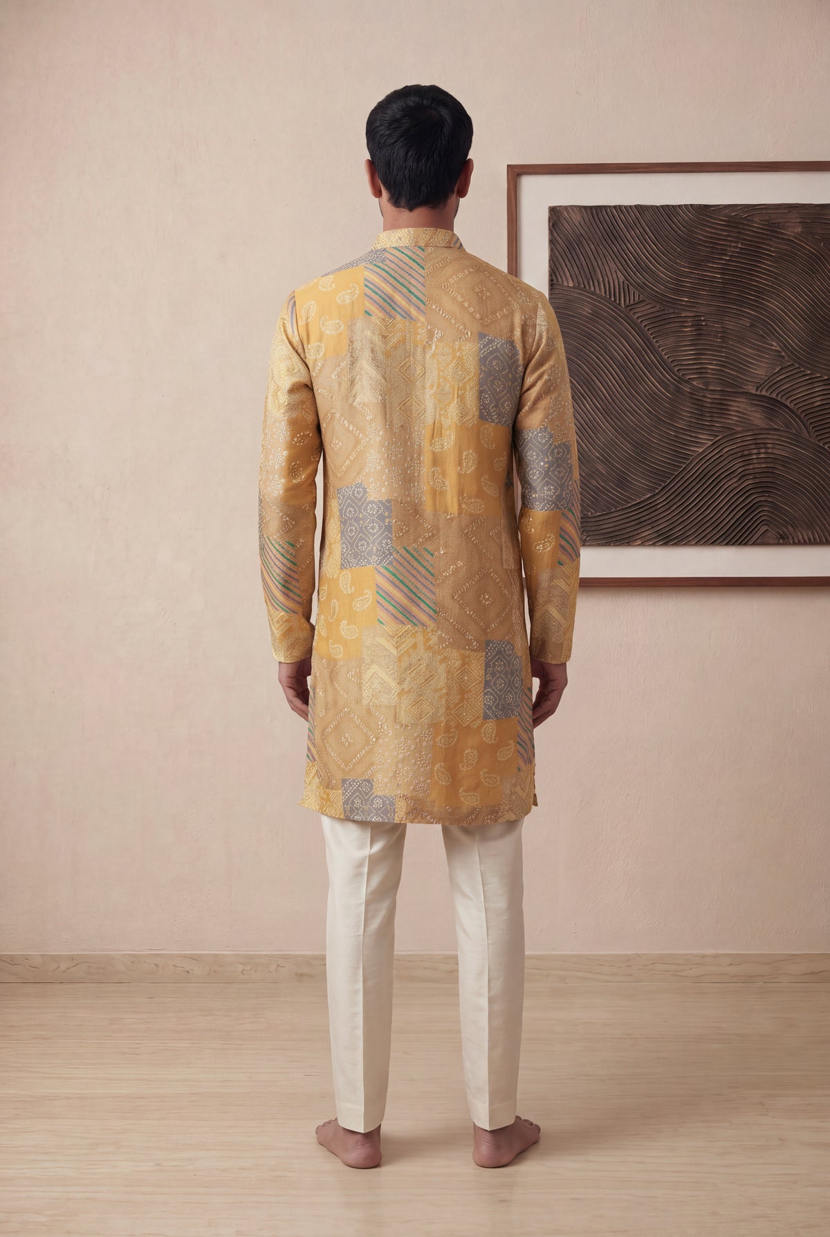 Mustard Yellow Chanderi Silk Kurta Set