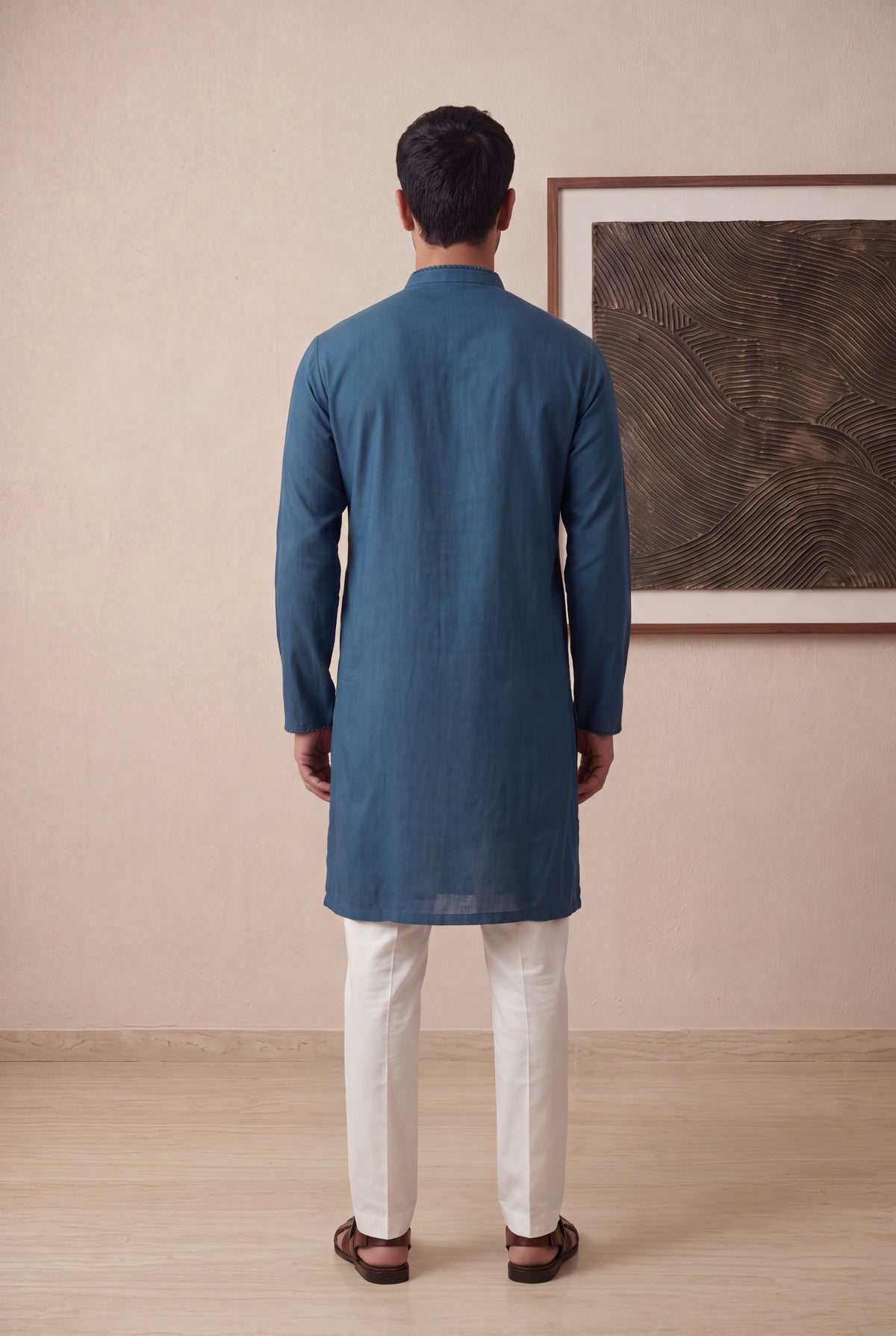 Blue Silk Cotton Kurta Pant Set