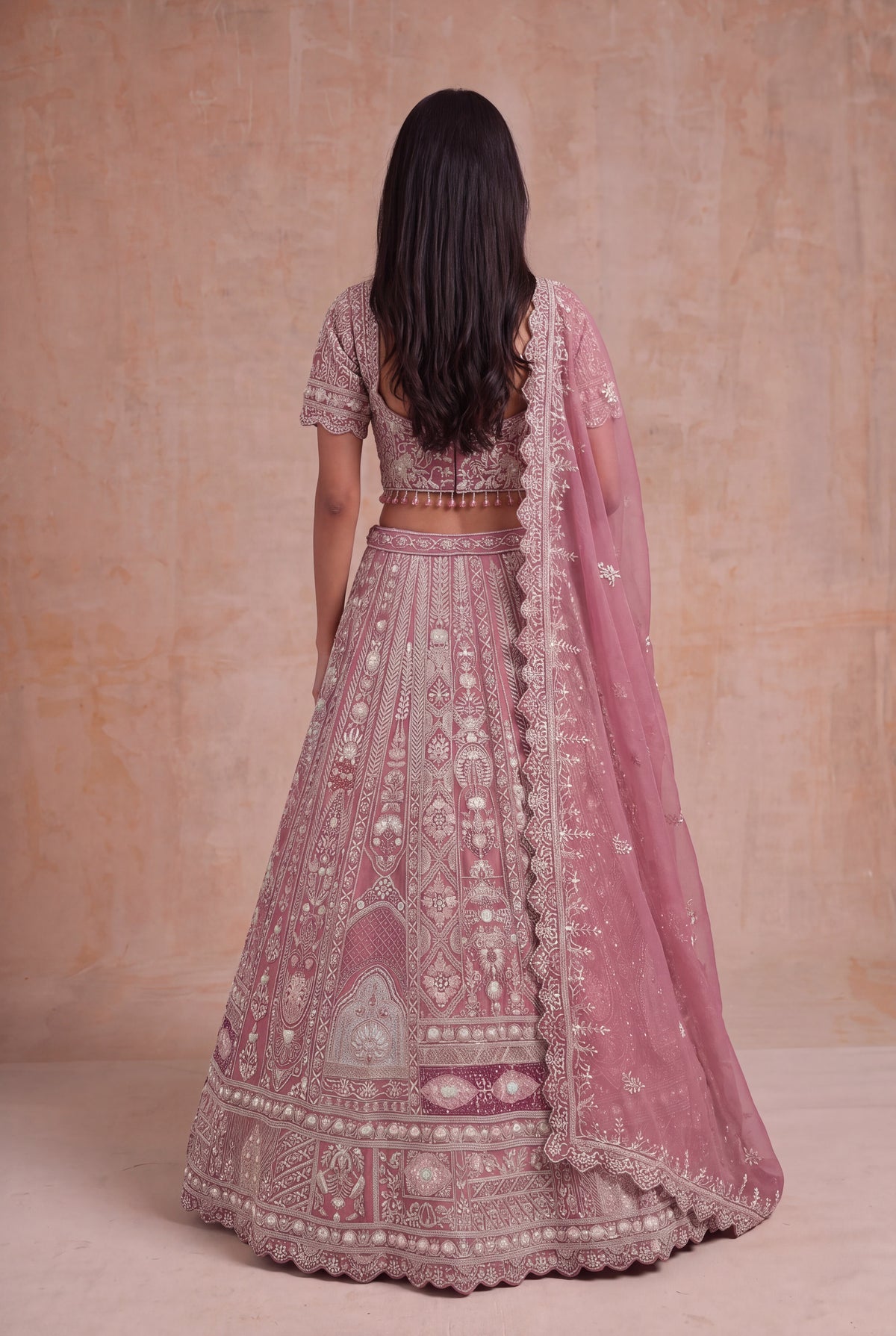 Dusty Rose Raw Silk Lehenga