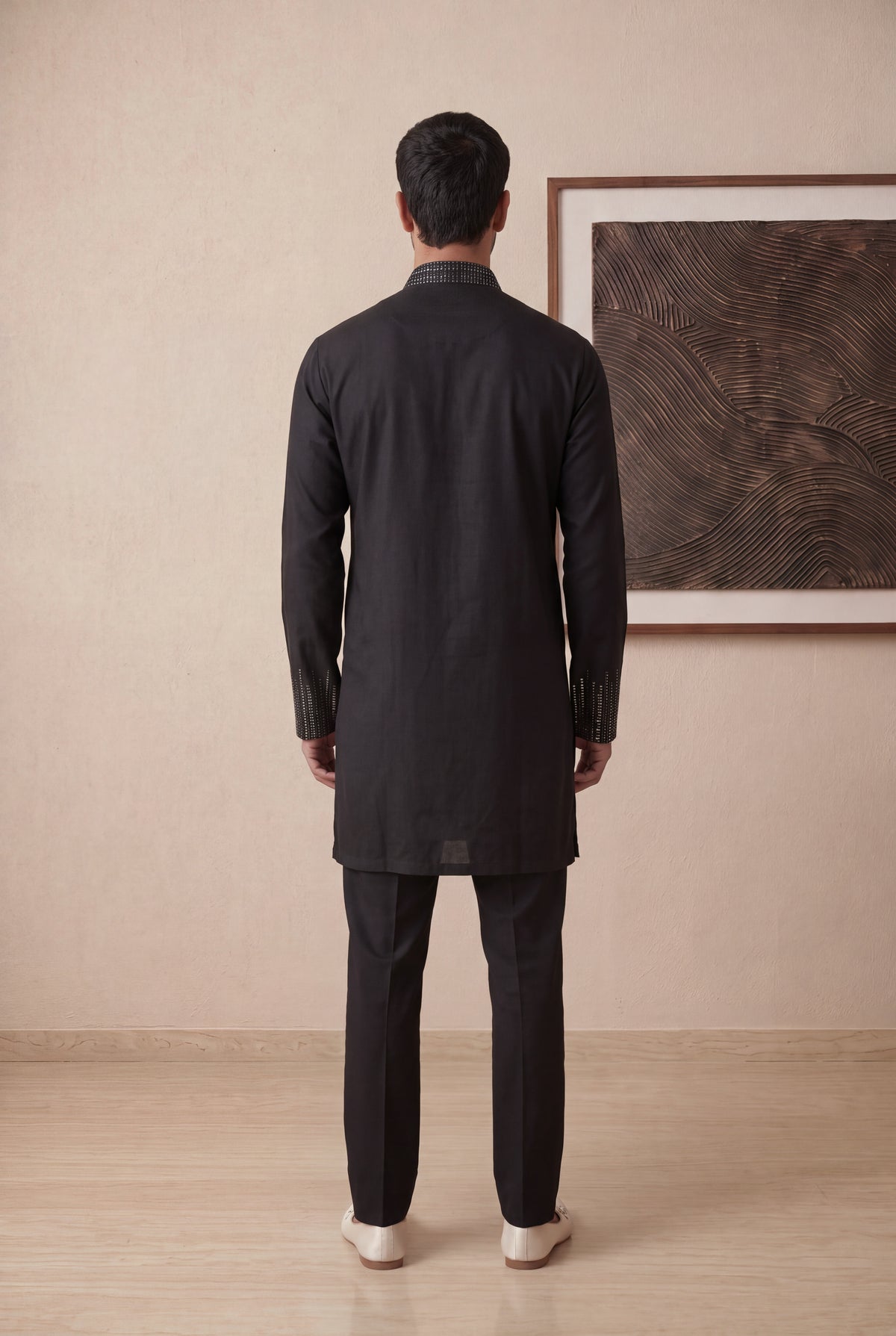 Black Nysa Silk Kurta Pant Set