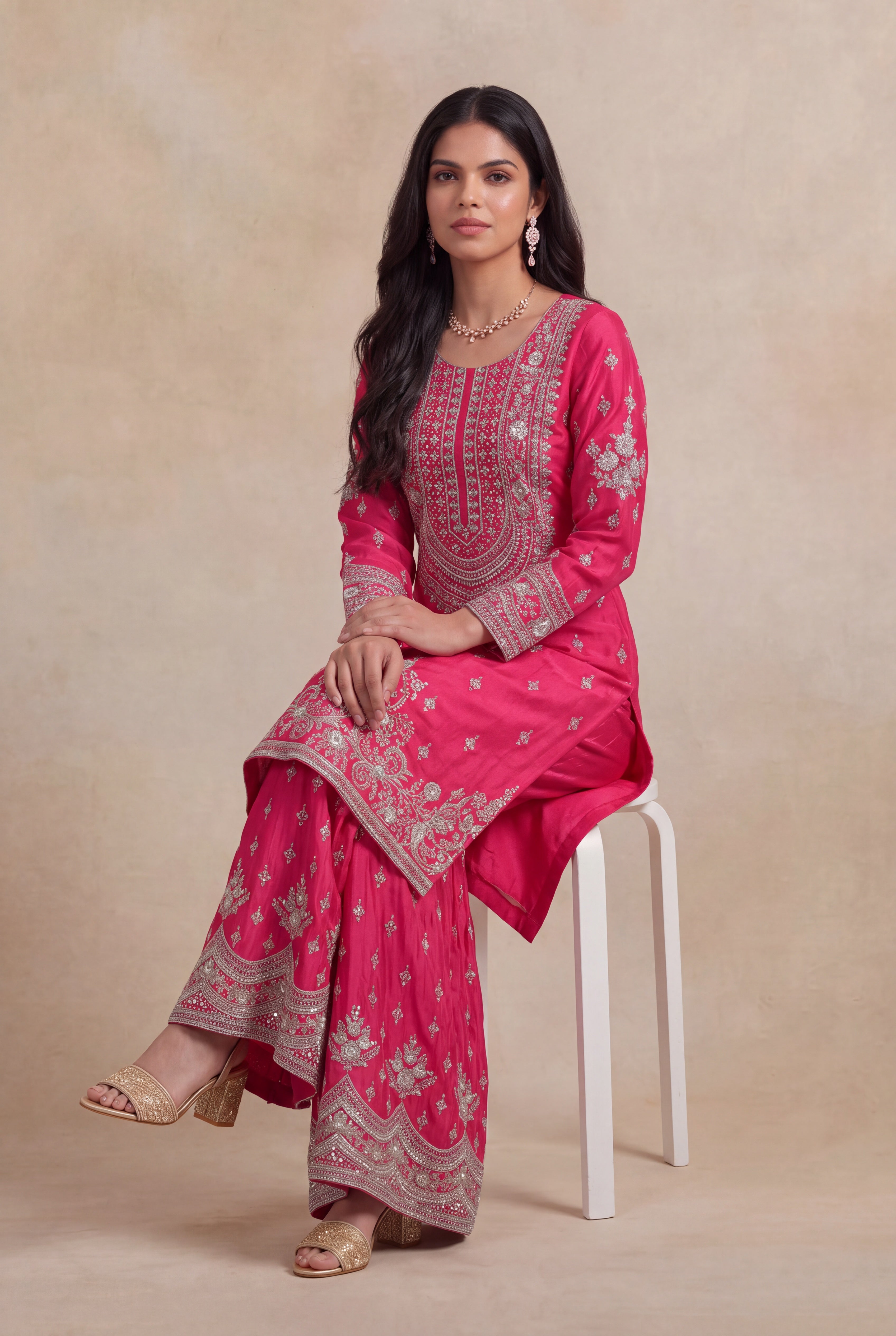 Rani Pink Crepe Sharara Set