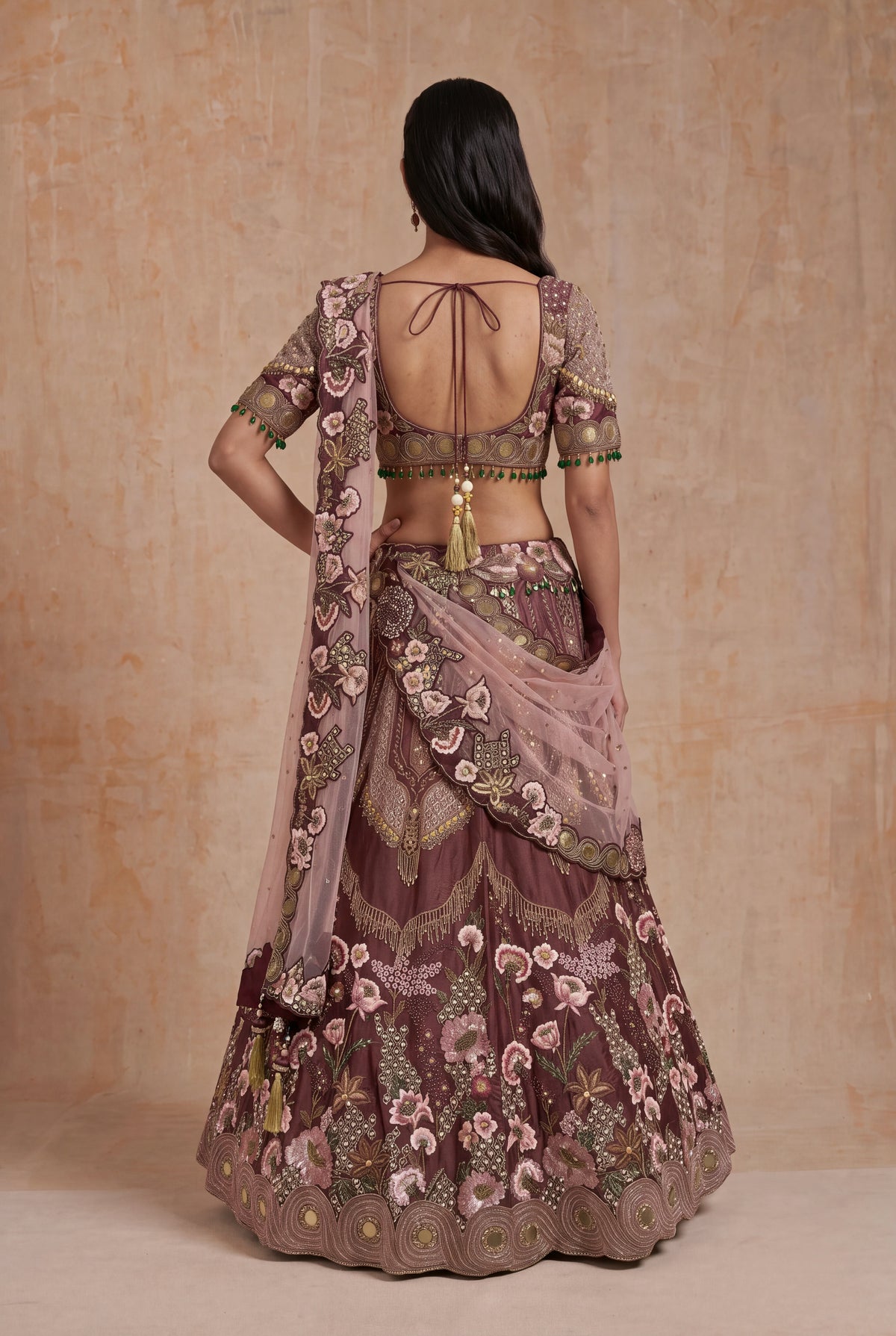 Wine Silk Lehenga