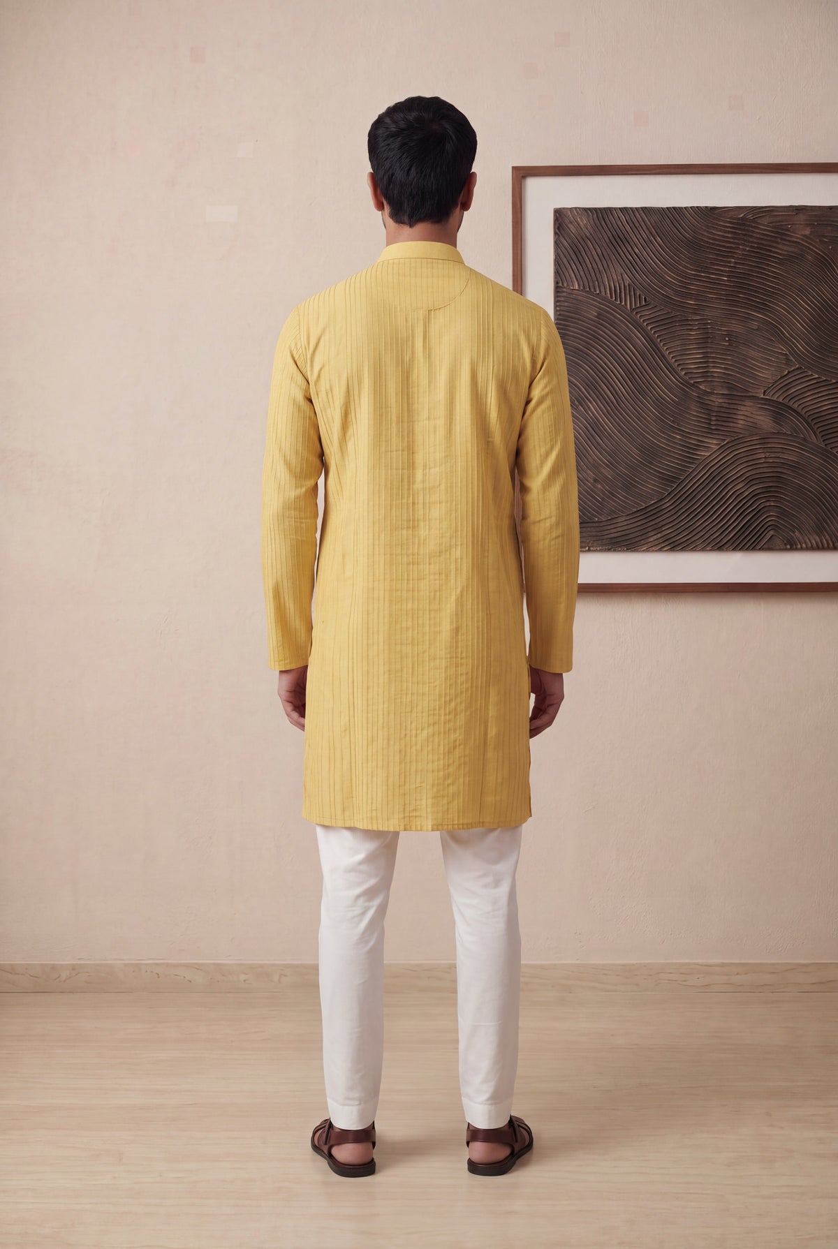 Mustard Yellow Silk Cotton Kurta Pant Set