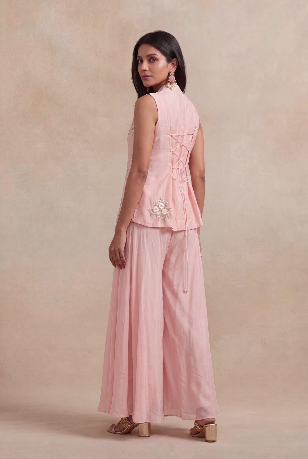 Blush Pink Silk Palazzo Set