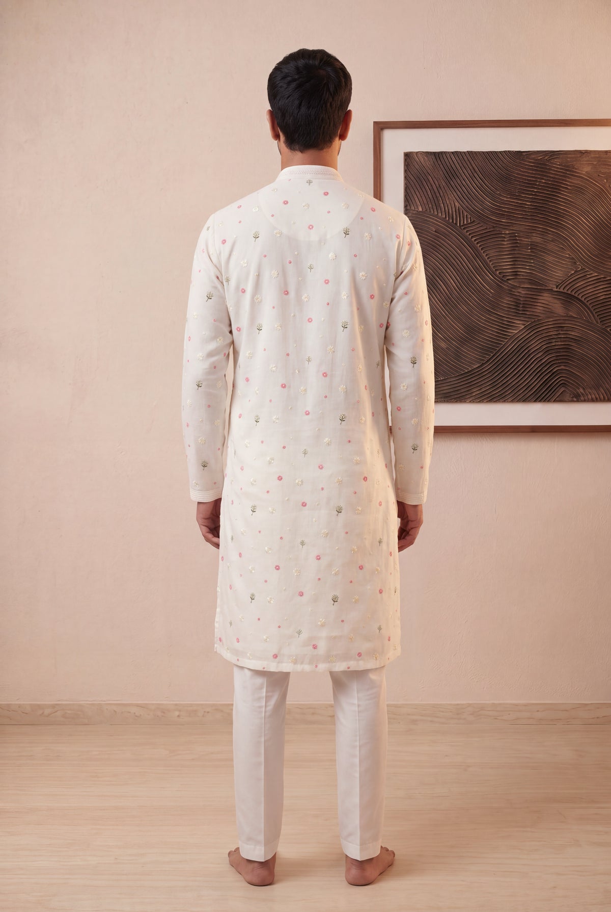 Off White Linen Kurta Set