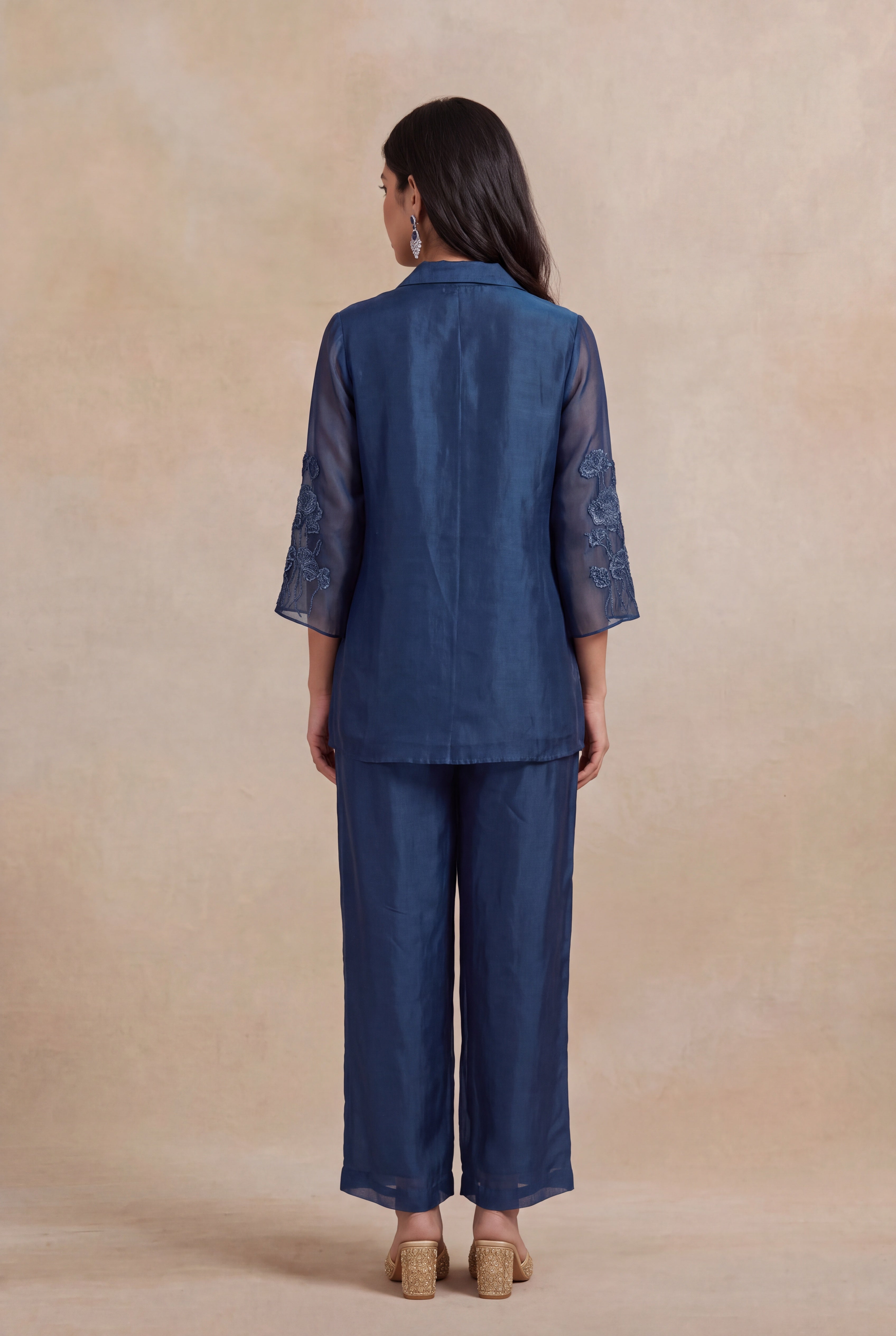 Navy Blue Organza Co-ord Set