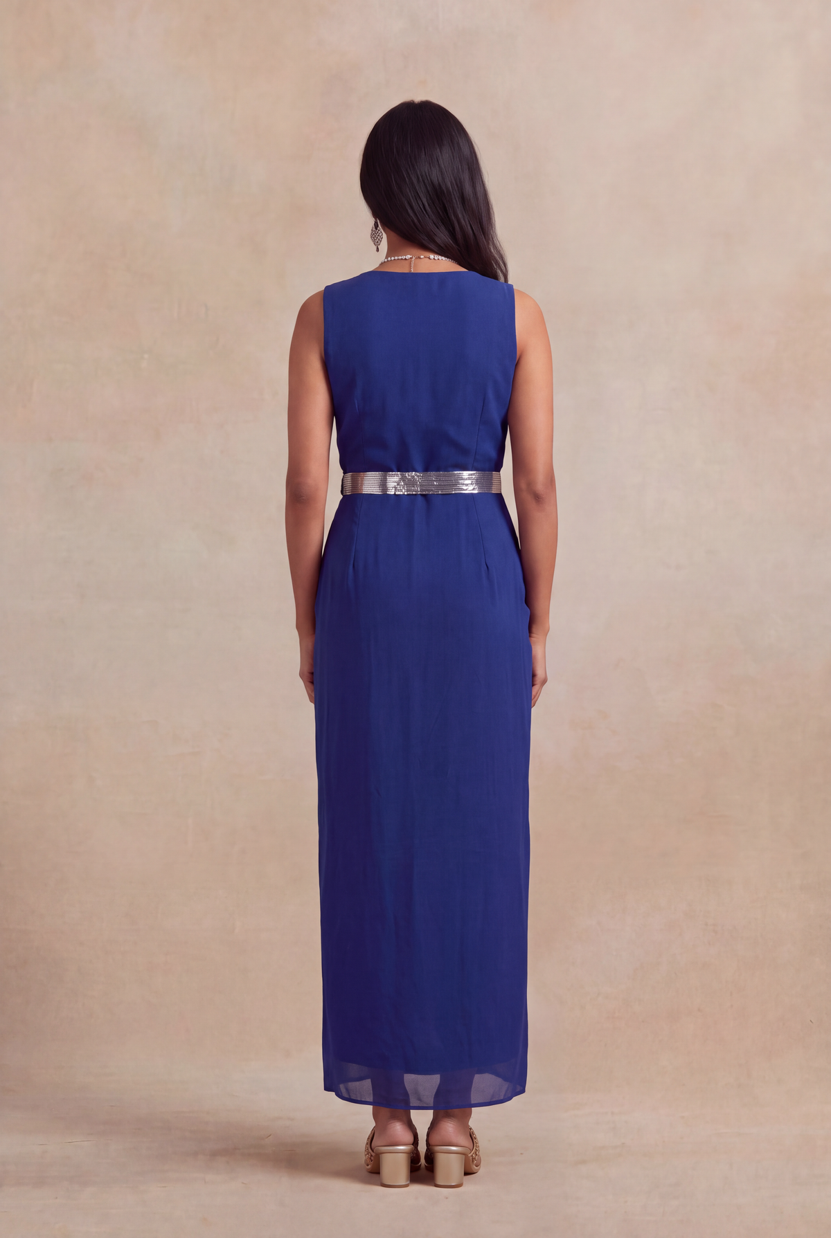Royal Blue Indo-Western Drape Dress