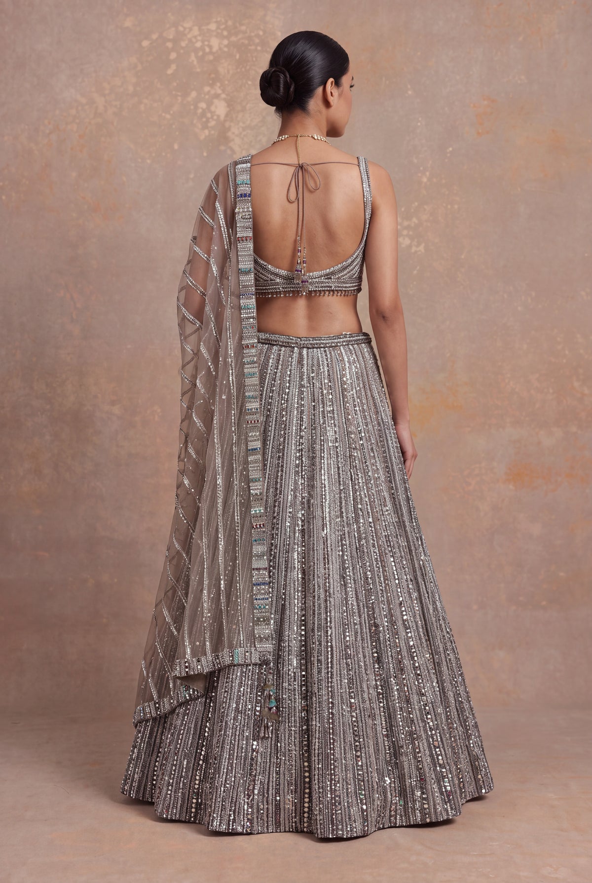 Beige Net Lehenga