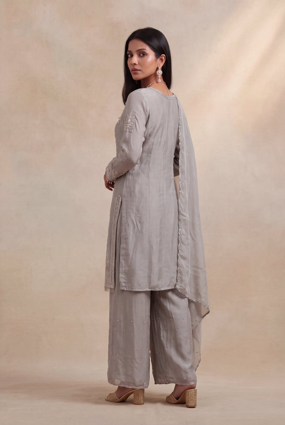 Grey Crepe Palazzo Set