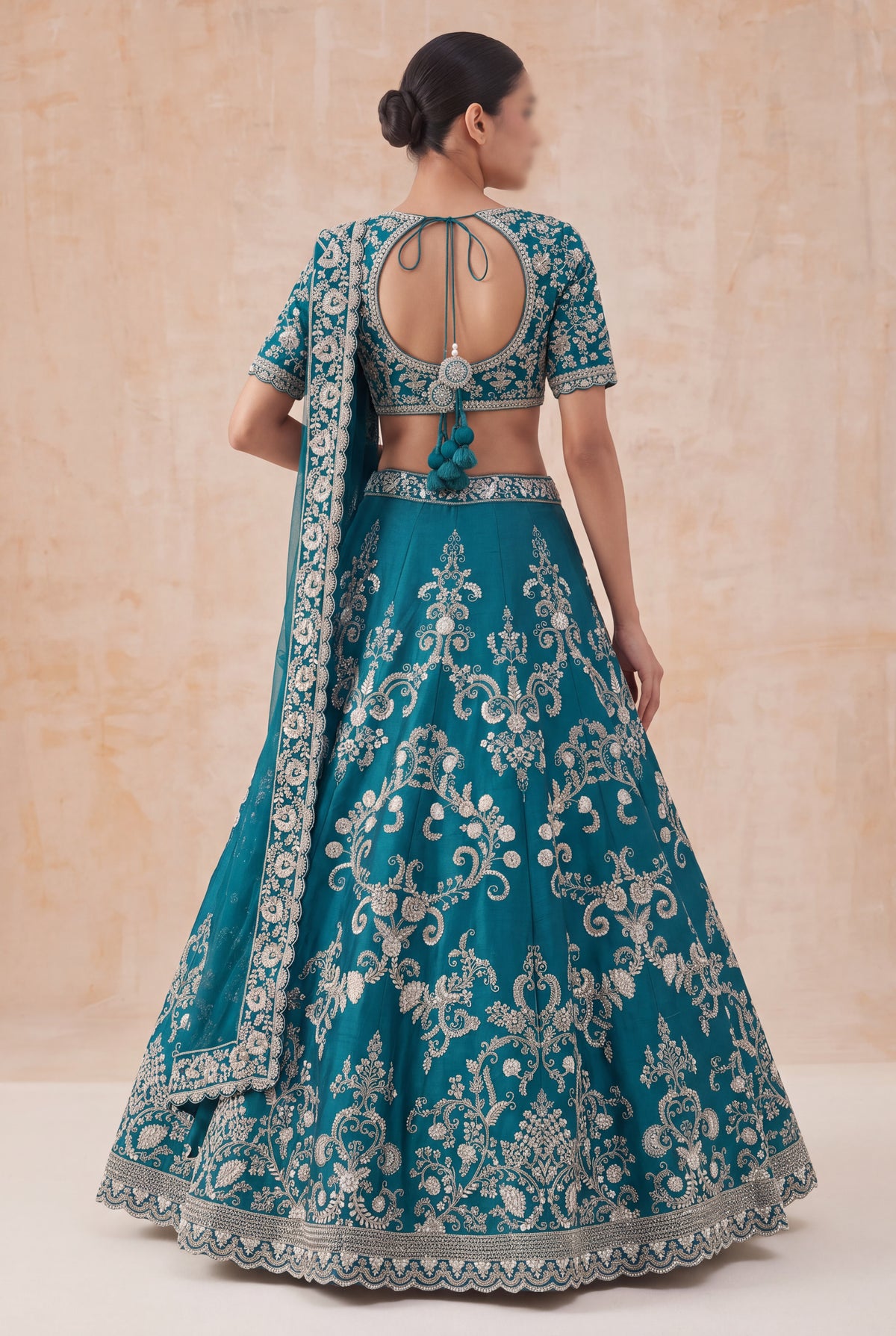 Teal Raw Silk Lehenga