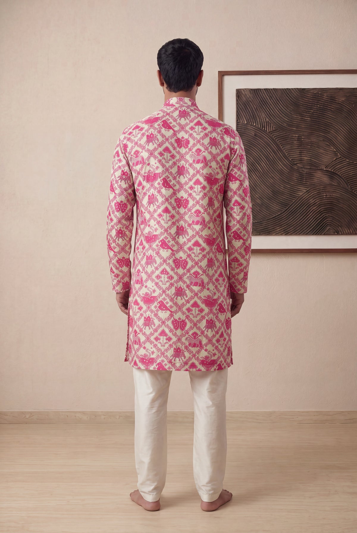 Pink Chanderi Silk Kurta Pant Set