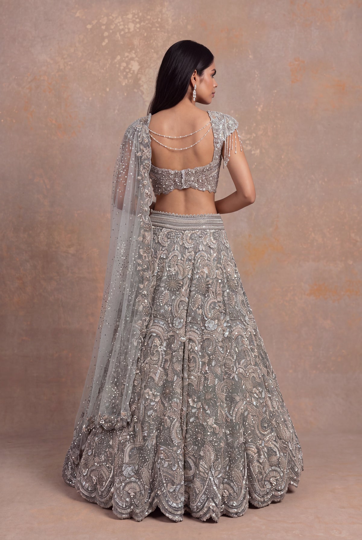 Sea Blue Net Lehenga