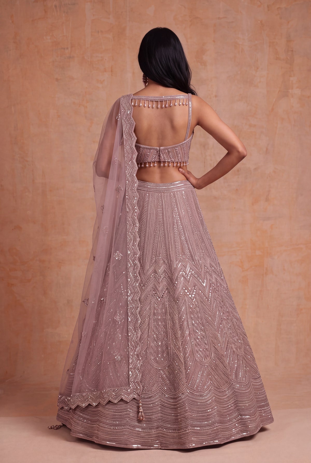 Dusty Rose Embellished Lehenga