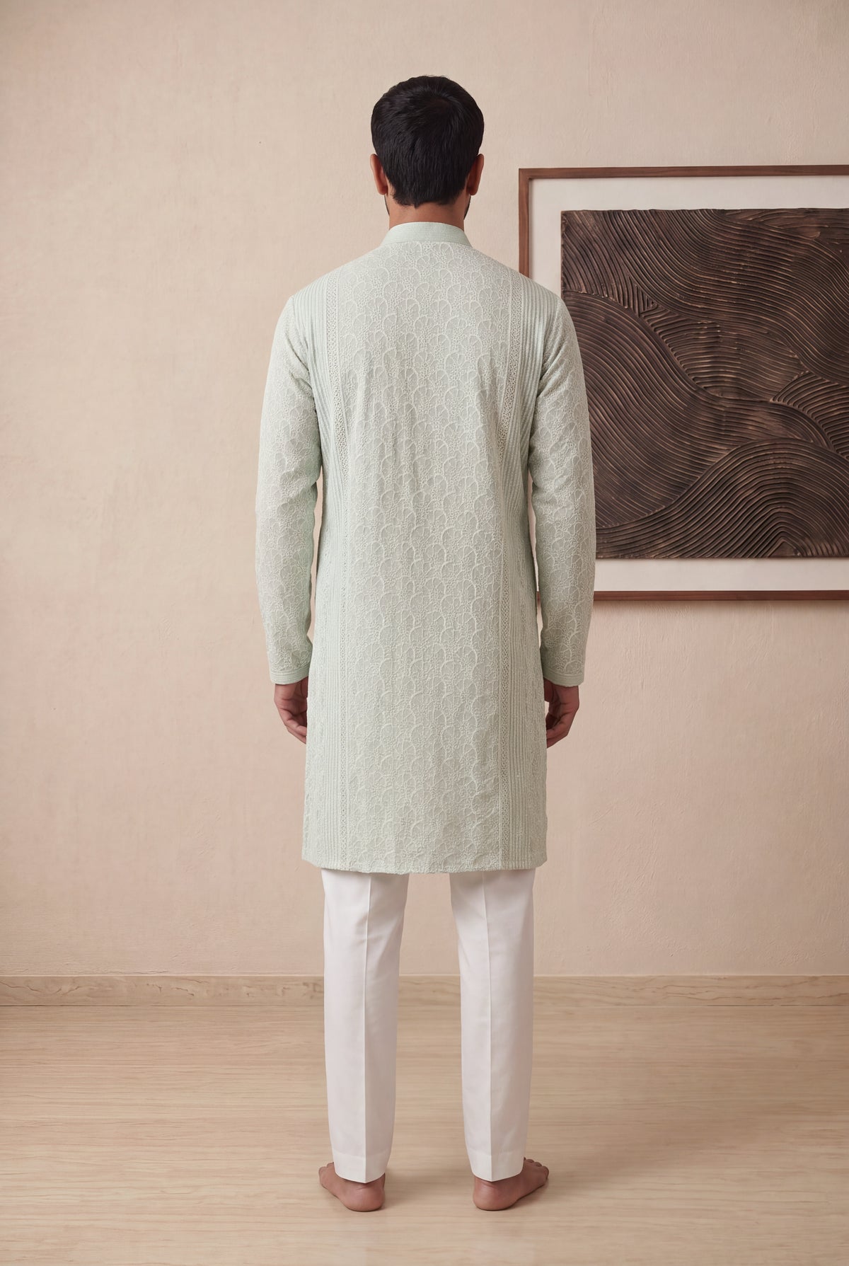 Mint Green Chanderi Silk Kurta Pant Set