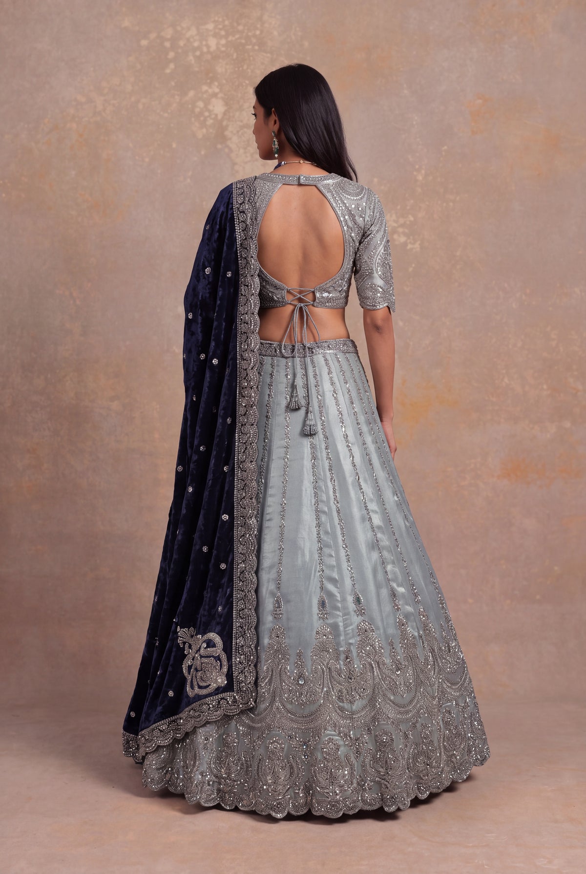 Ice Blue Shimmer Tissue Lehenga