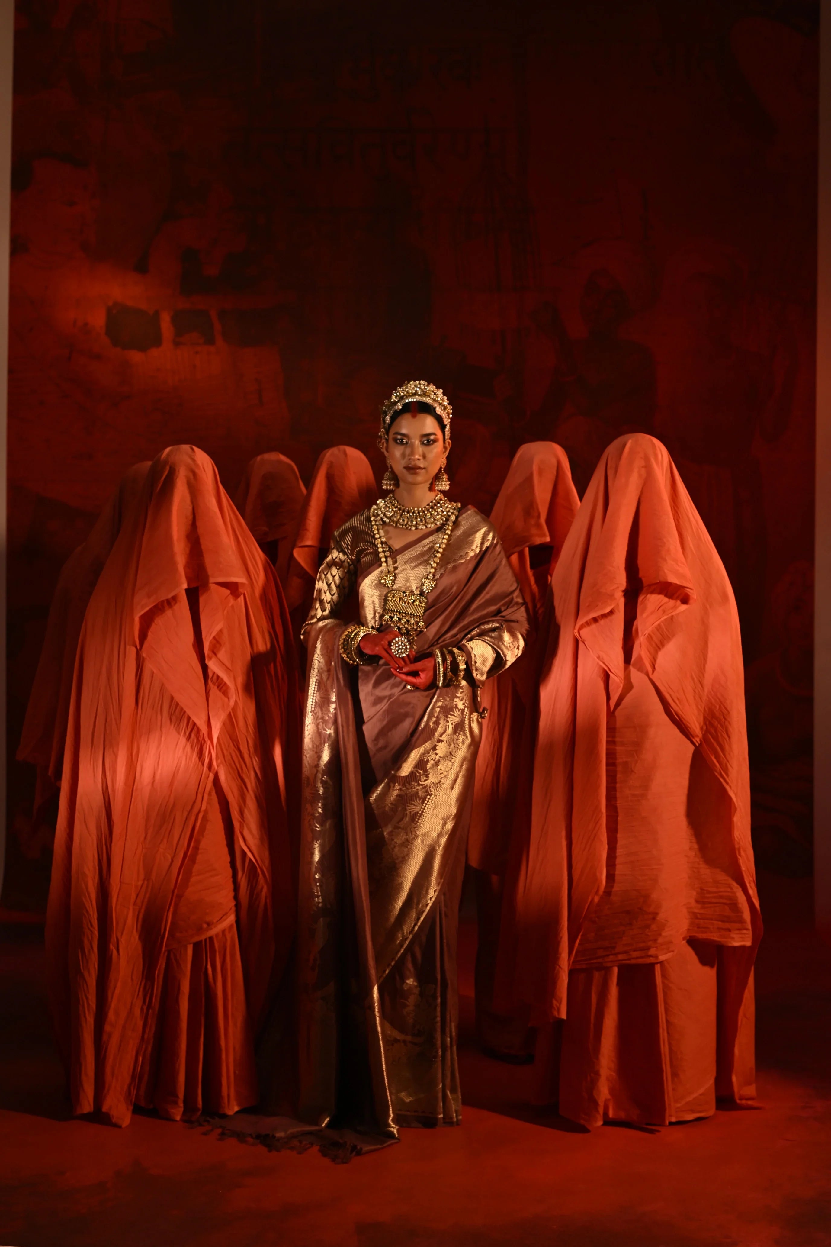 Brown Banarasi Silk Saree with Peacock Border Weaving | Mokshaa