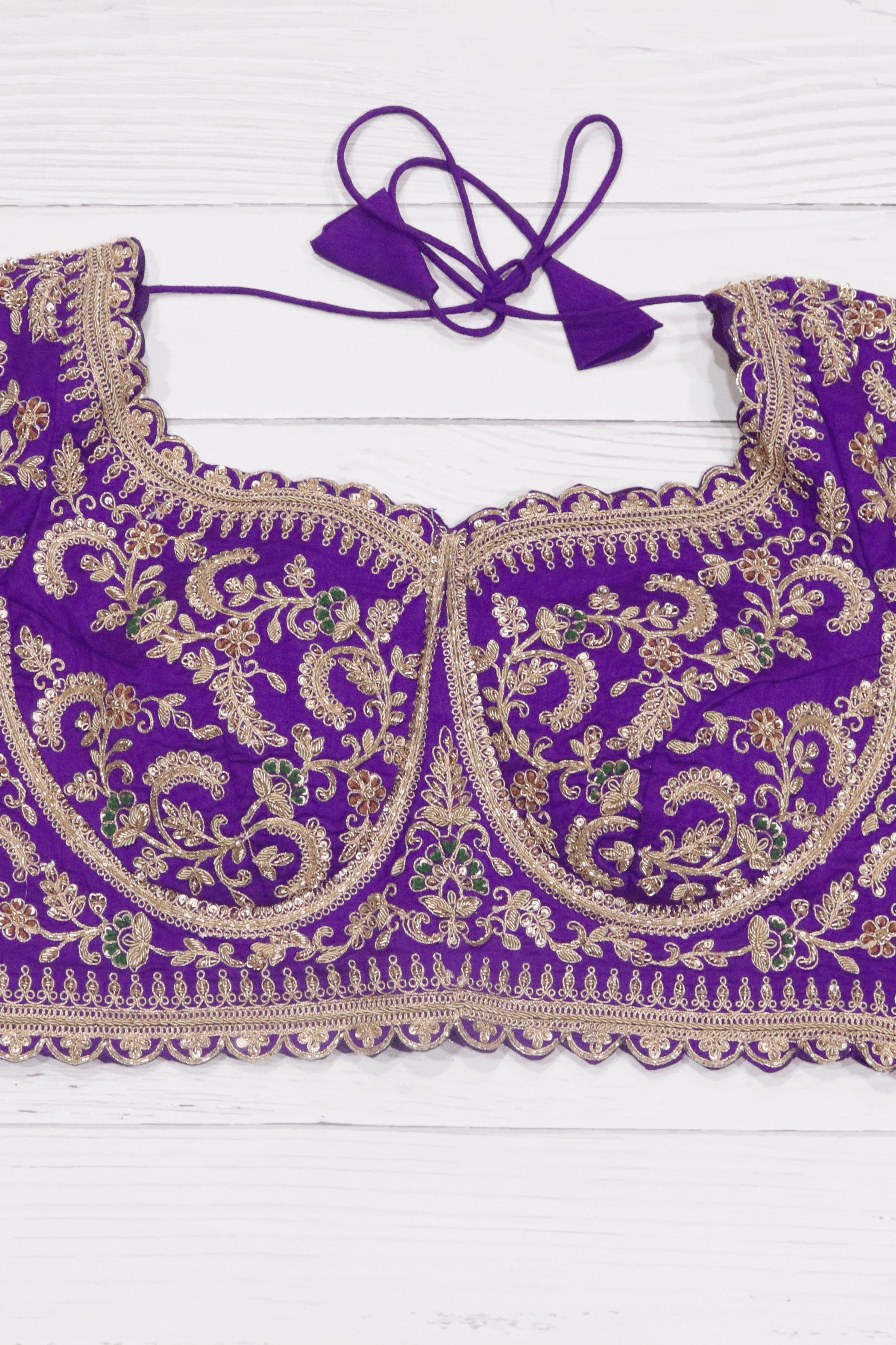 Purple Bandhani Banarasi Georgette Saree with Zardozi Border.