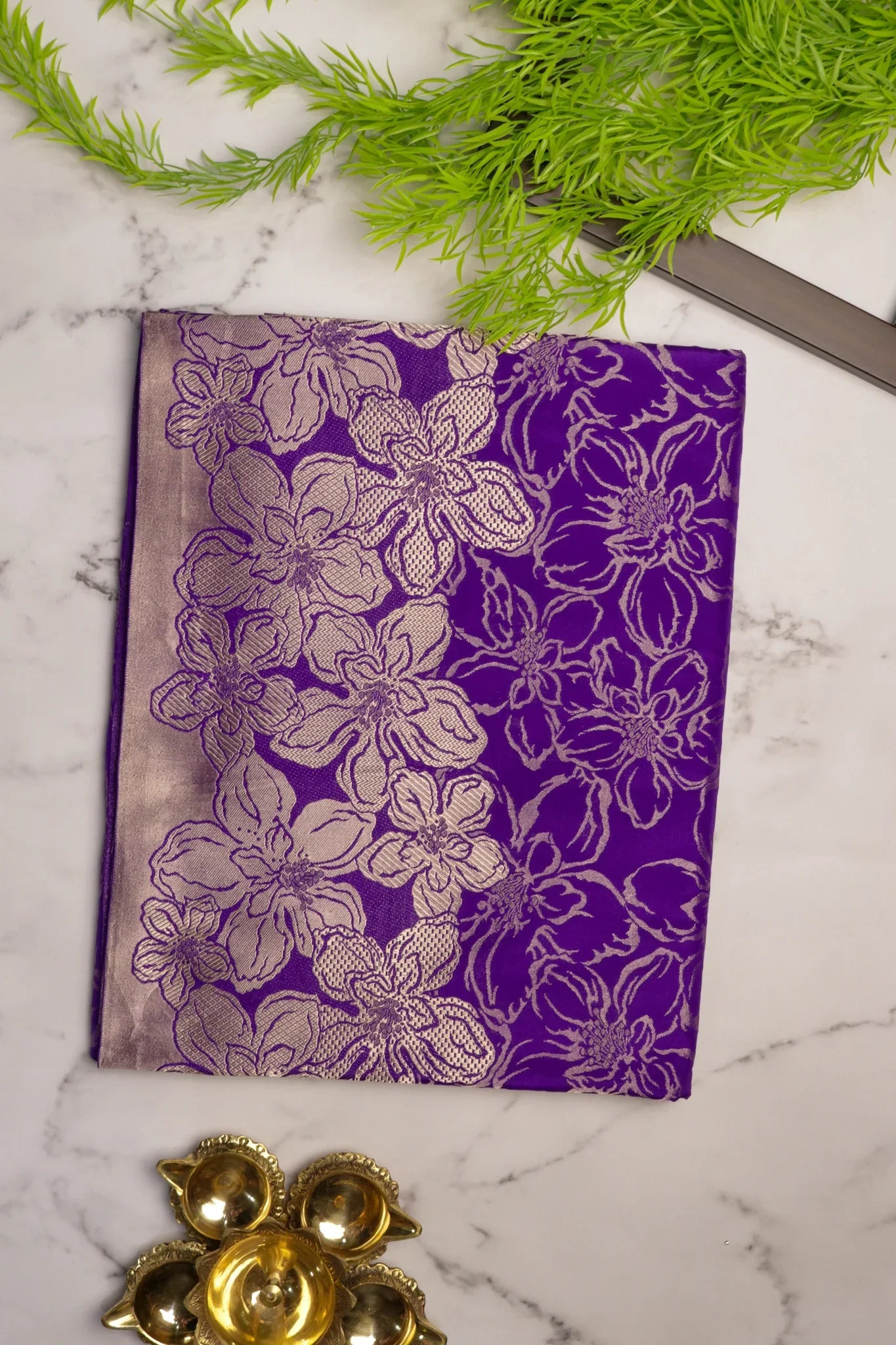 Violet Blue Banarasi Zari Silk Saree | Mokshaa