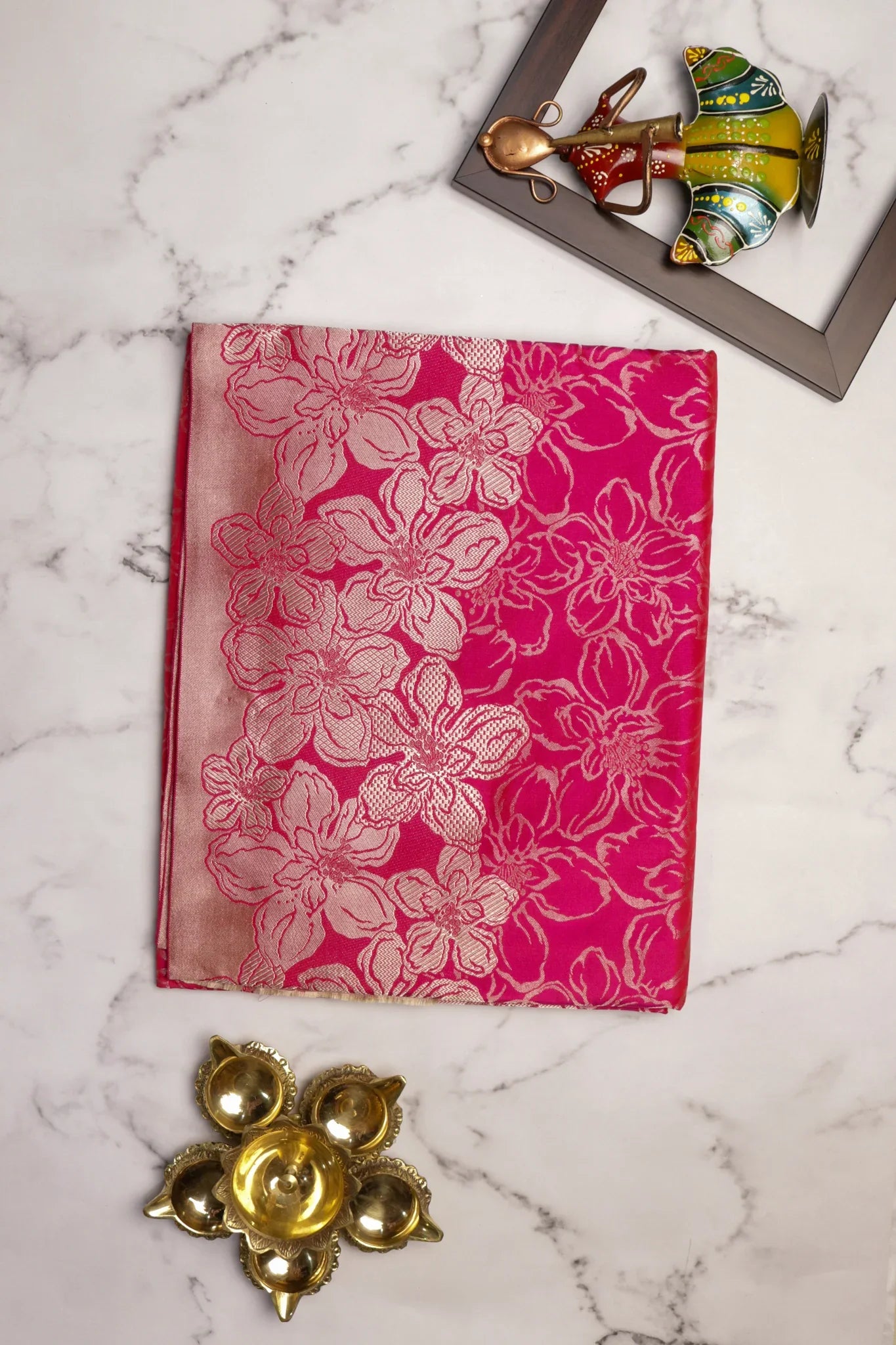 Rani Pink Banarasi Zari Jaal Saree | Mokshaa