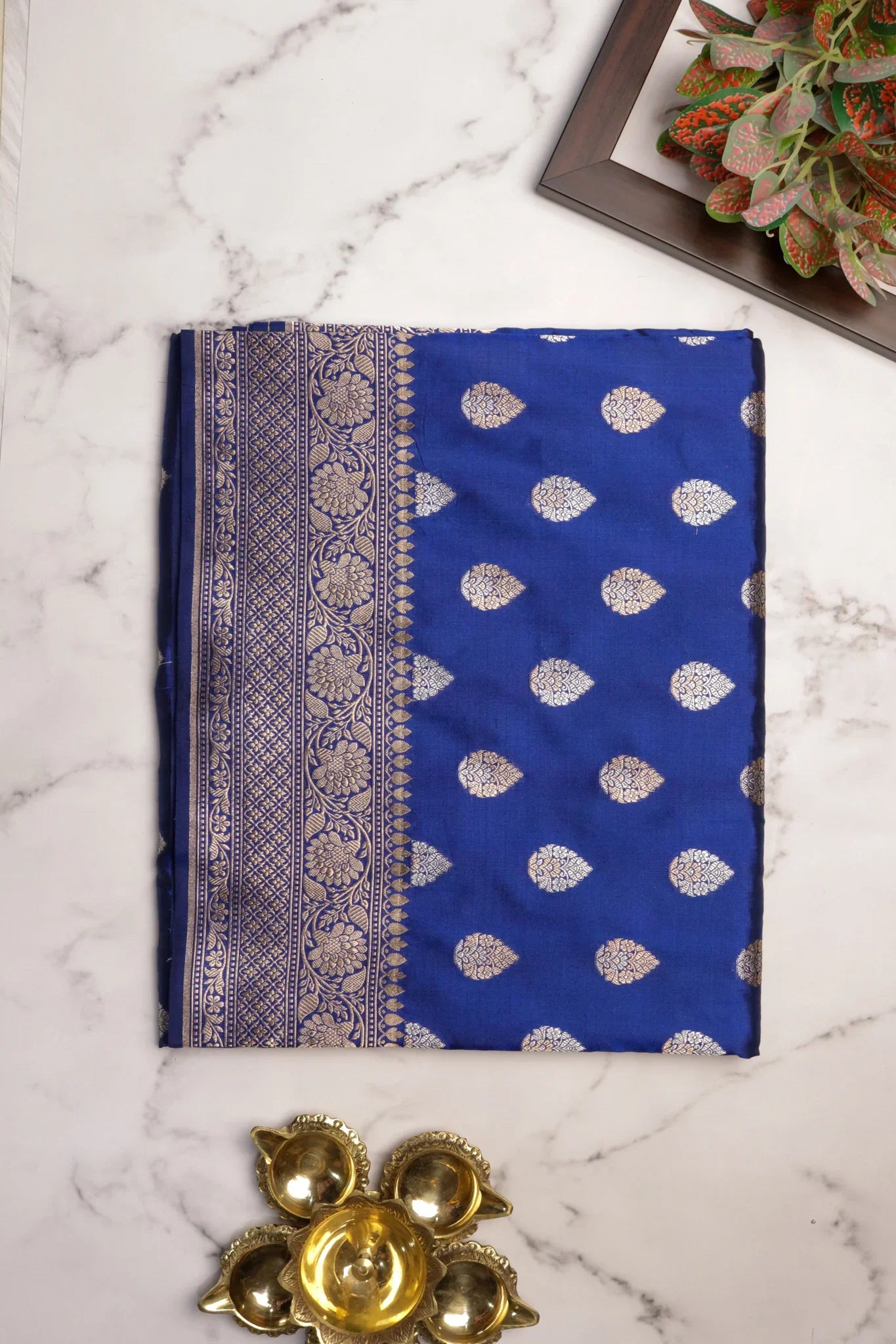 Royal Blue Banarasi Zari Butti Saree | Mokshaa