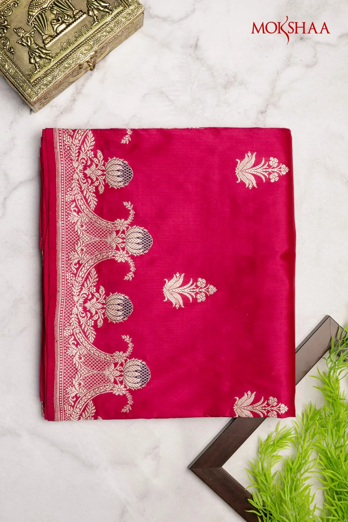 Magenta Pink Banarasi Silk Saree | Mokshaa