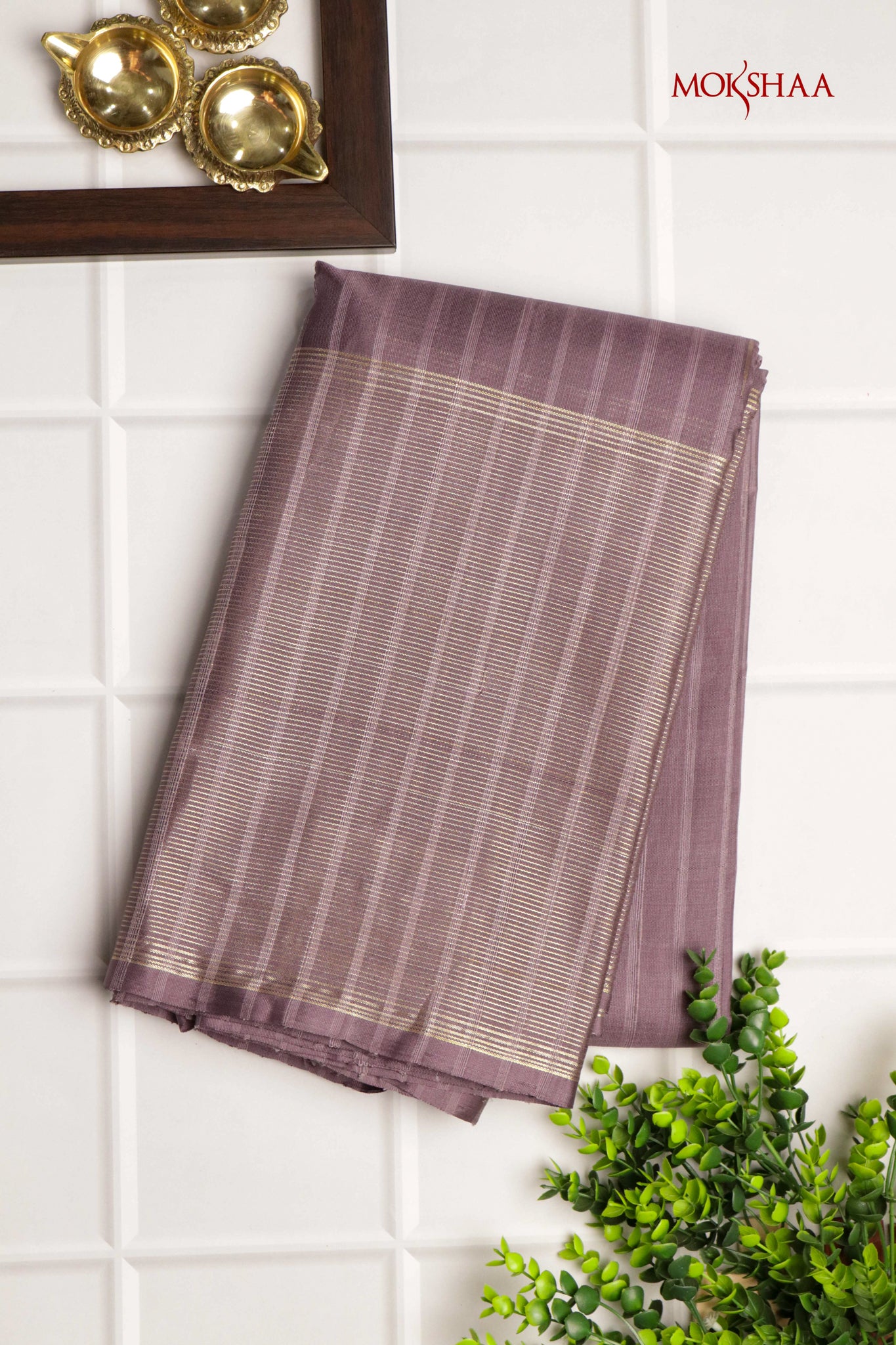 Lilac Kanchivaram Silk Saree with Zari Border